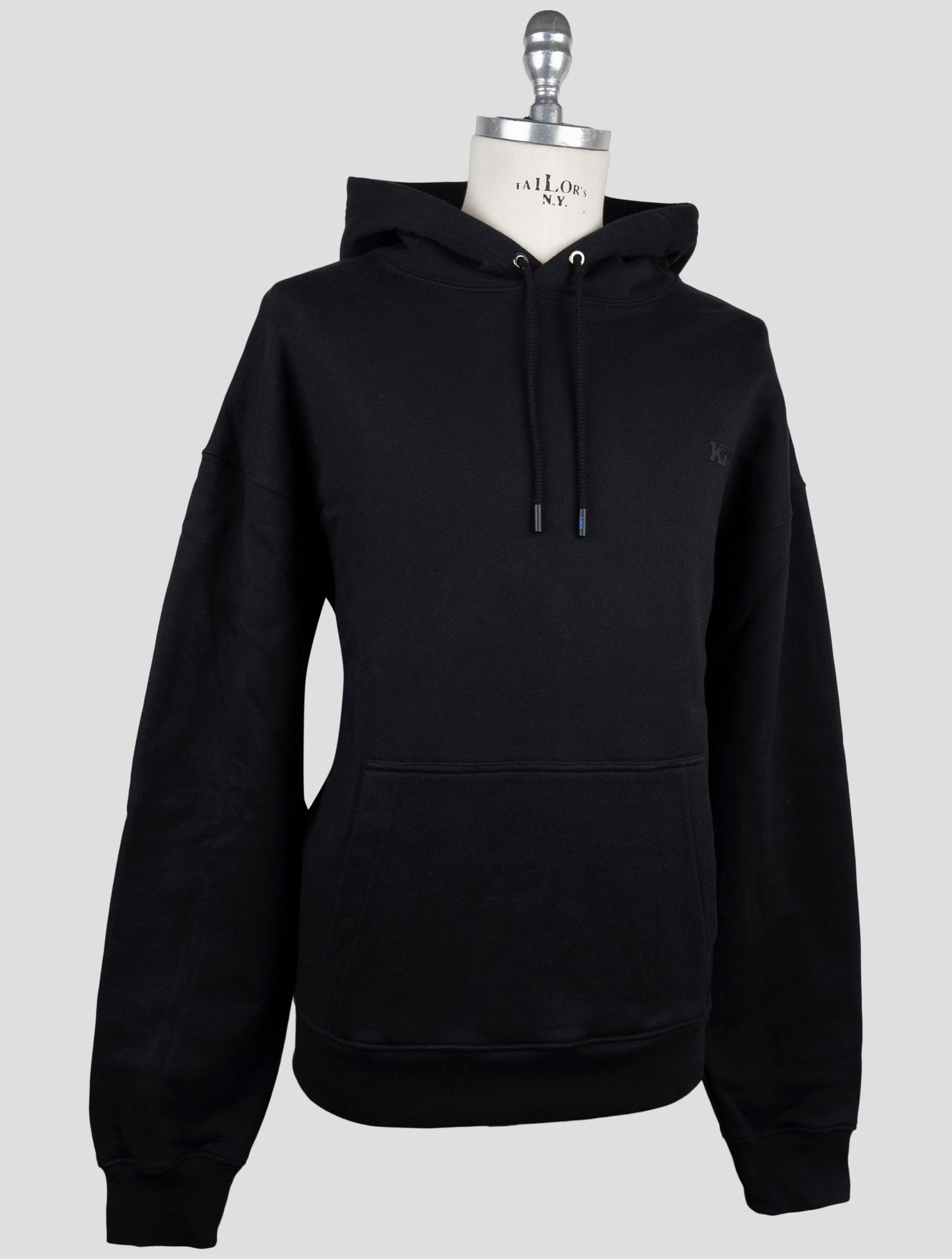 Kiton Knt Black Cotton Sweater Hoodie