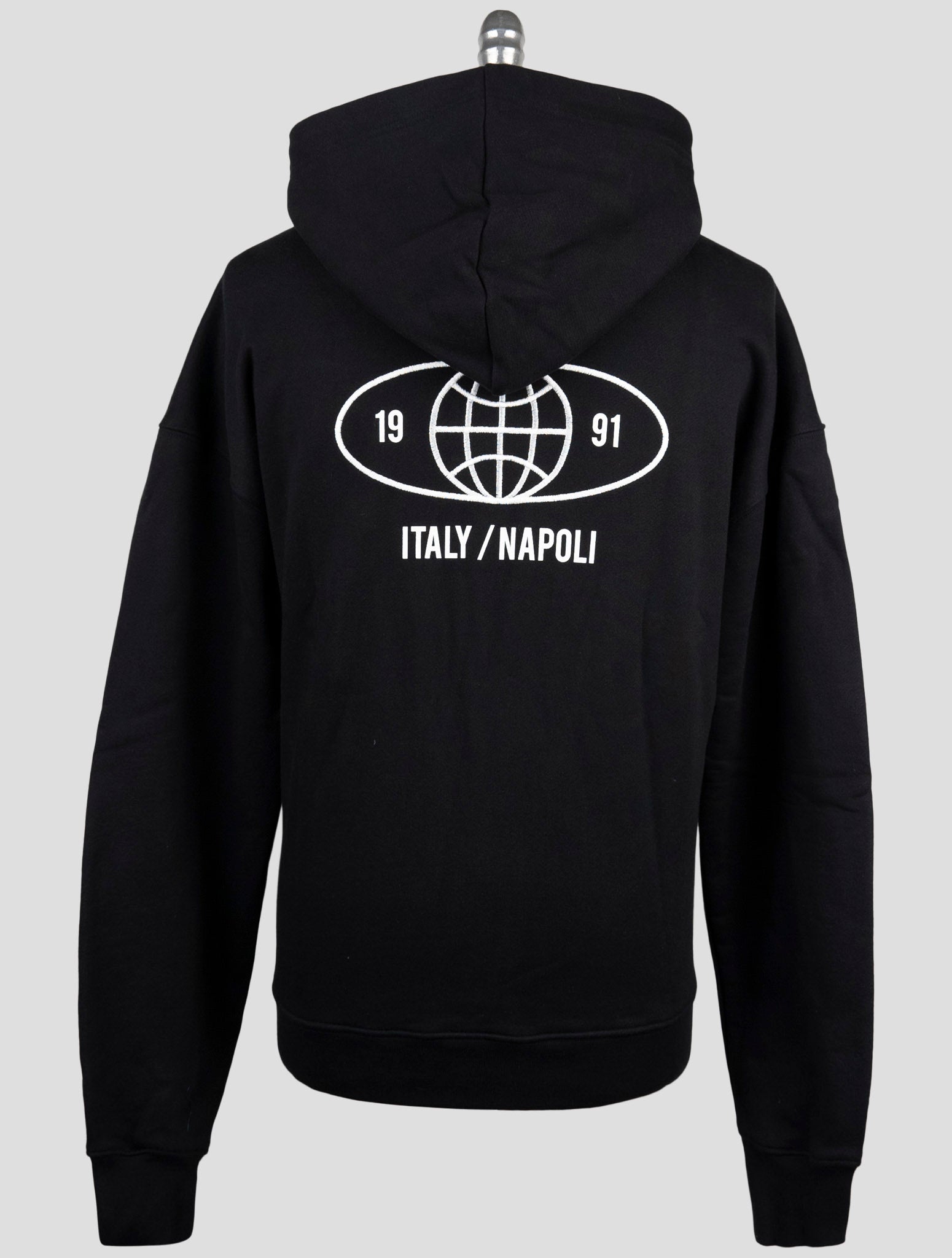 Kiton Knt Black Cotton Sweater Hoodie