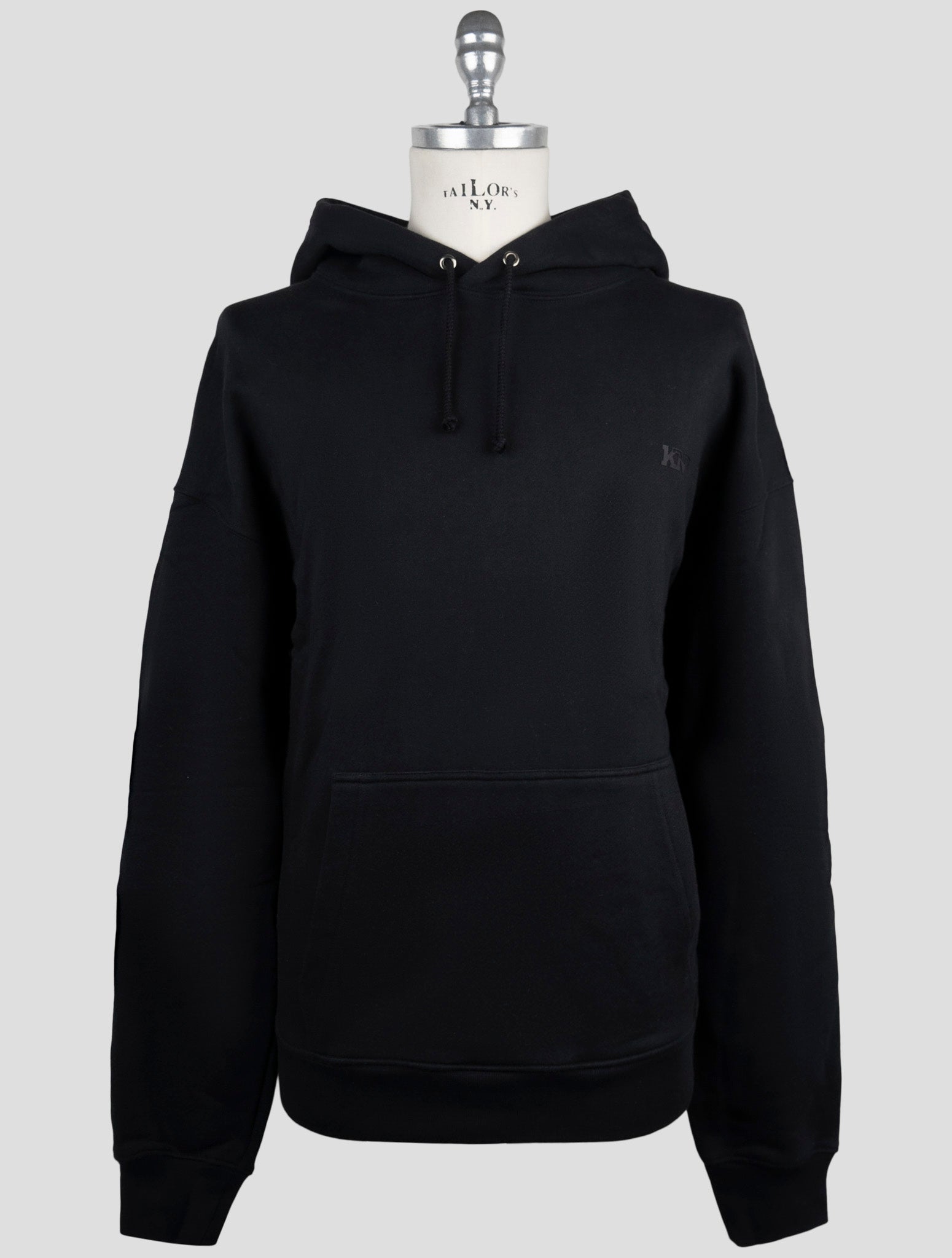 Kiton Knt Black Cotton Sweater Hoodie