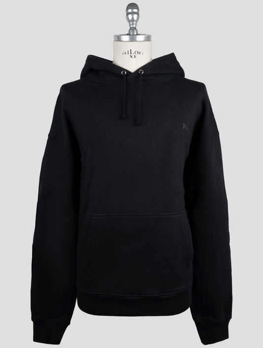 Kiton Knt Black Cotton Sweater Hoodie