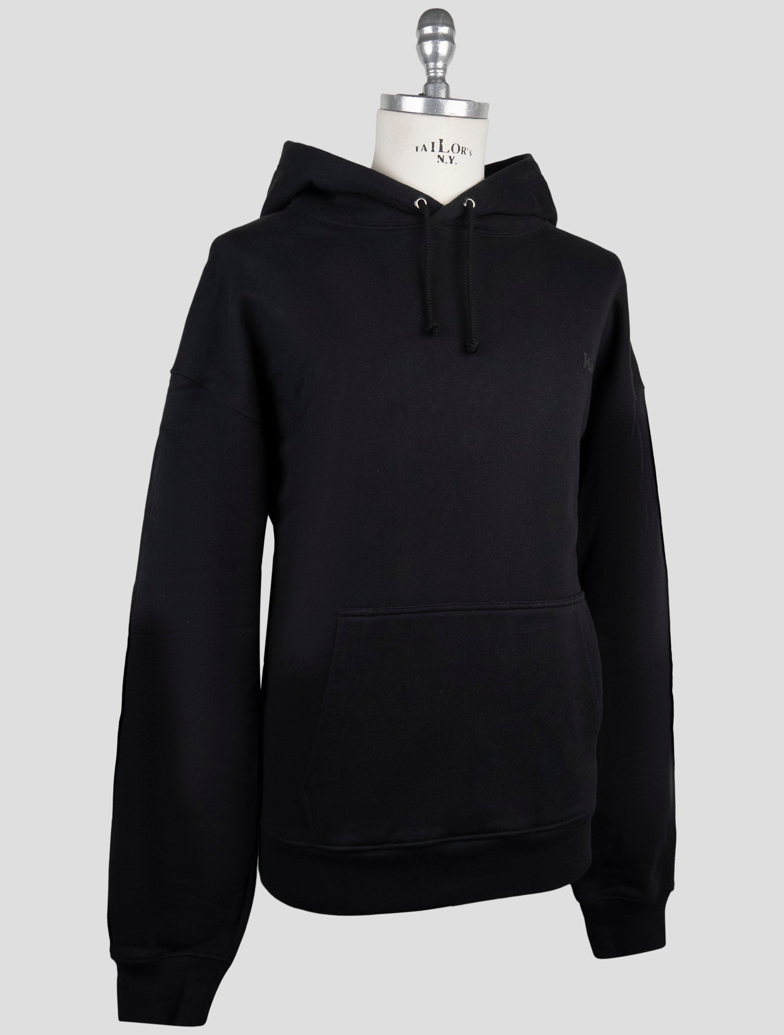Kiton Knt Black Cotton Sweater Hoodie