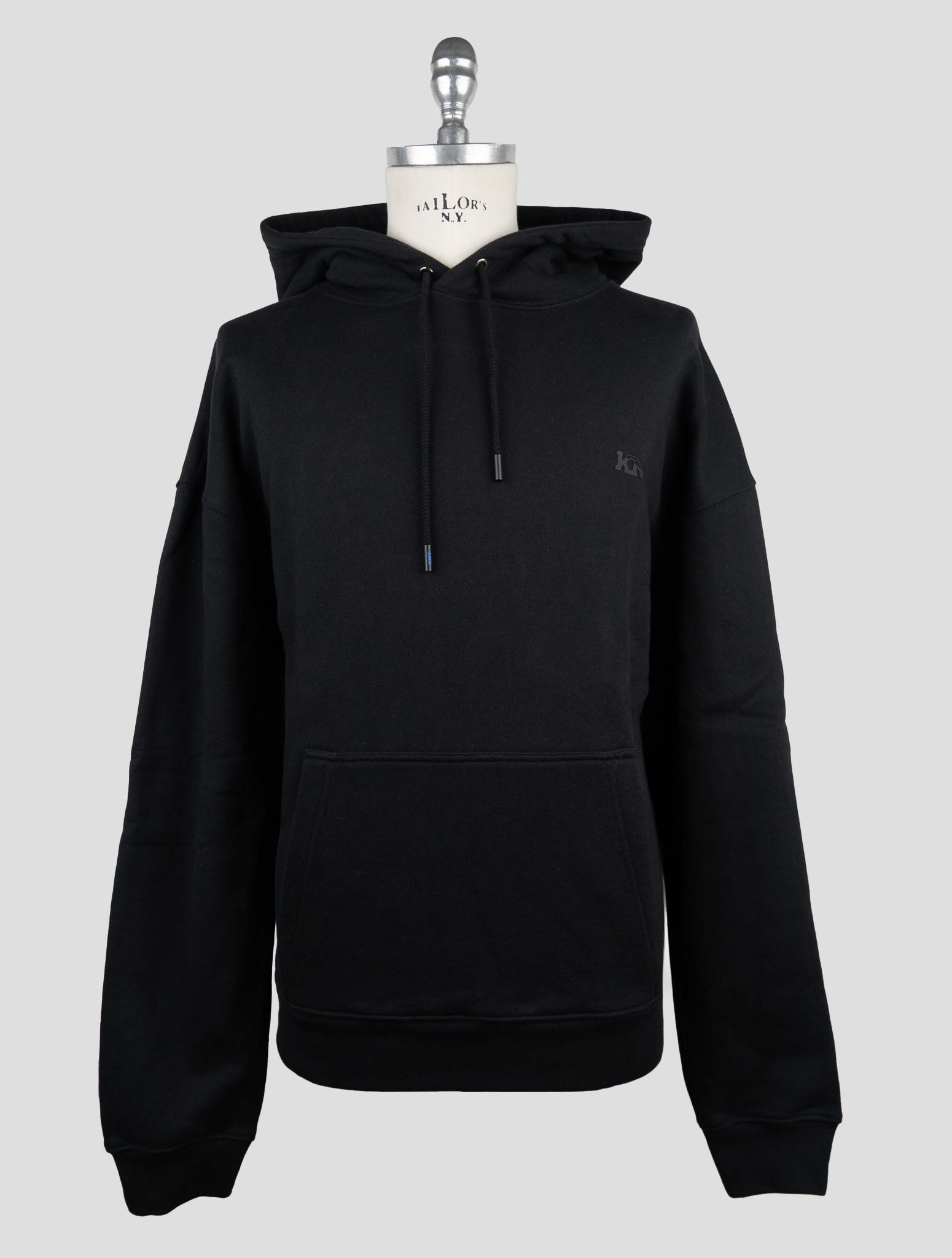 Kiton Knt Black Cotton Sweater Hoodie