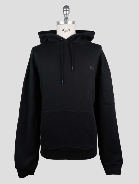 Kiton Knt Black Cotton Sweater Hoodie