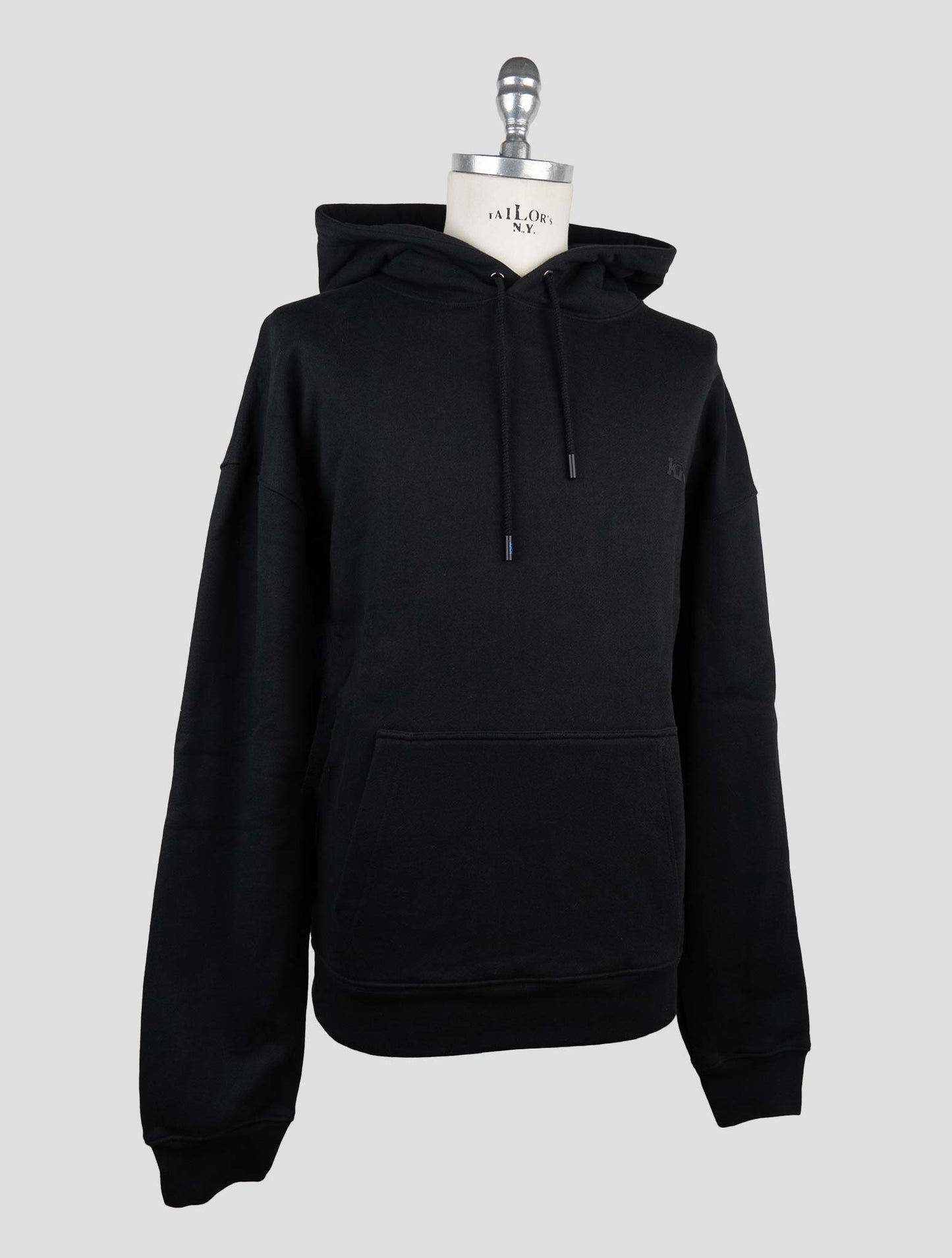 Kiton Knt Black Cotton Sweater Hoodie