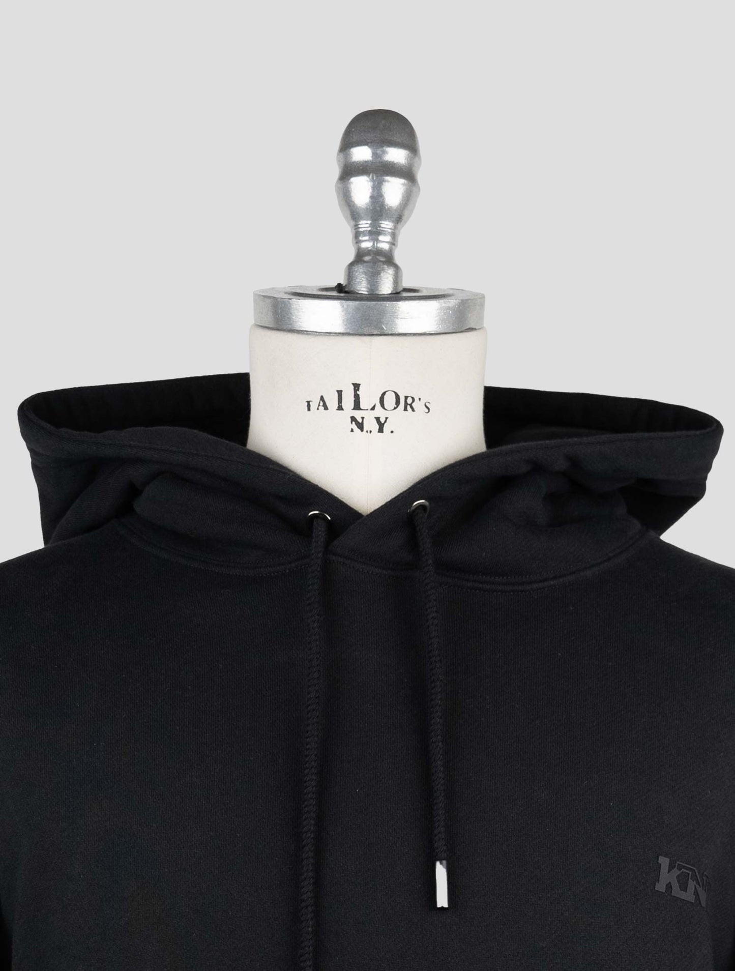 Kiton Knt Black Cotton Sweater Hoodie