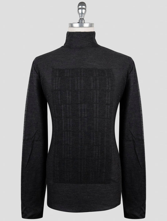 Kiton Knt Gray Linen Cashmere Sweater Turtle Neck