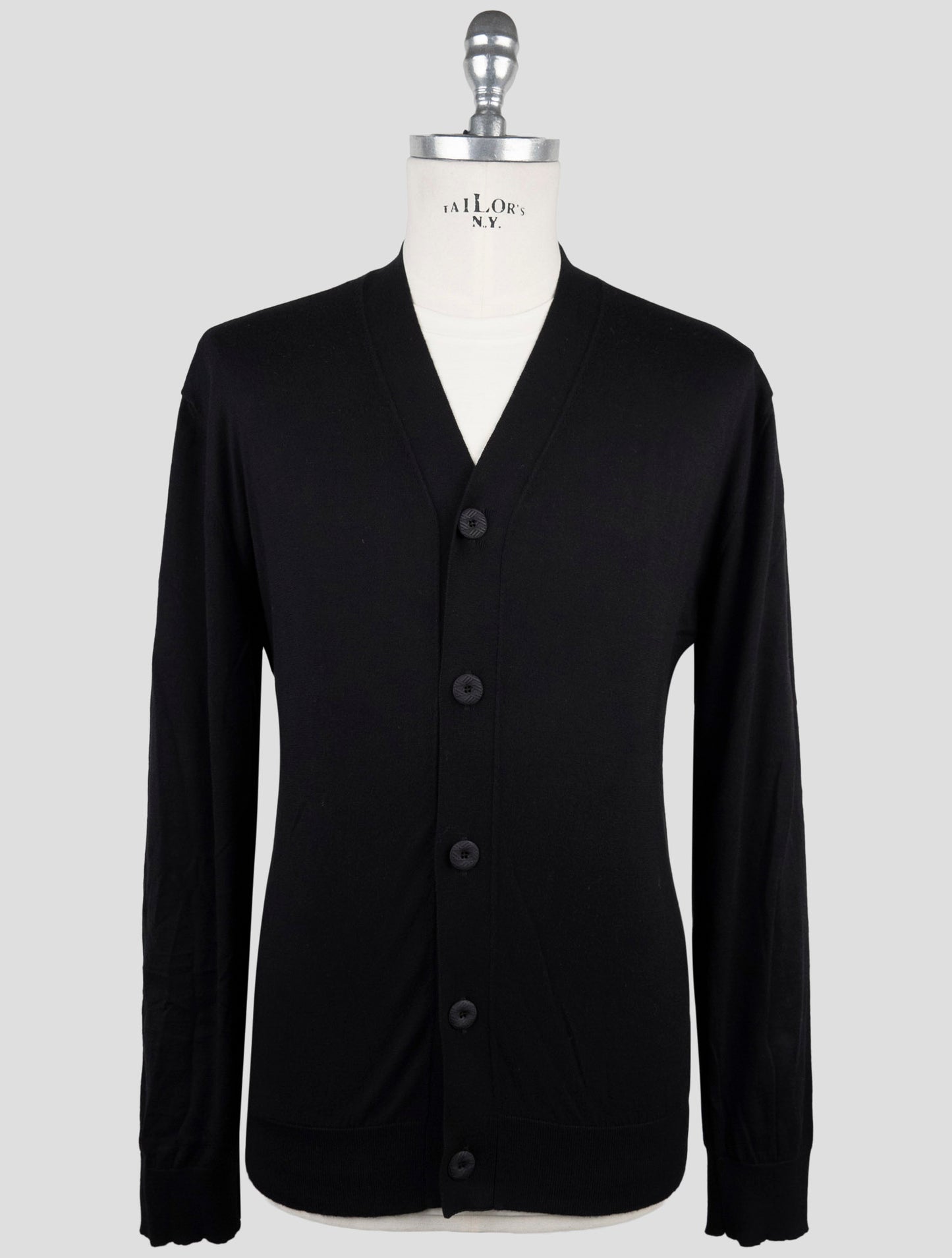 Kiton Knt Black Cotton Sweater Cardigan