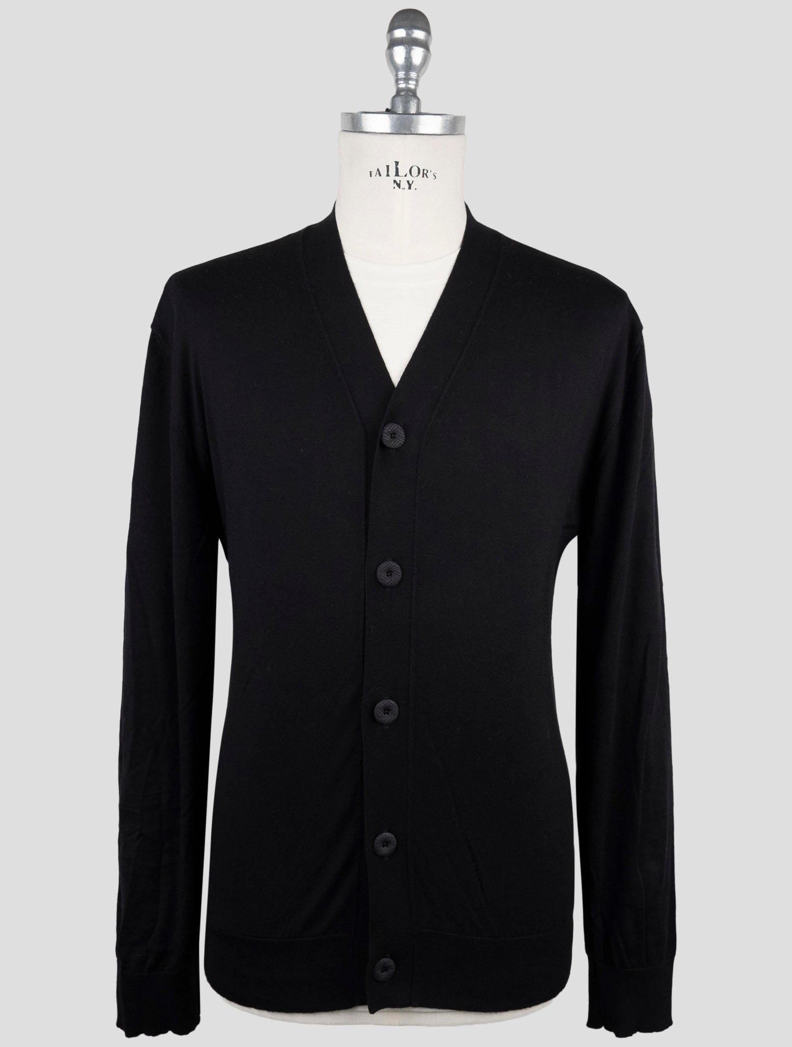 Kiton Knt Black Cotton Sweater Cardigan