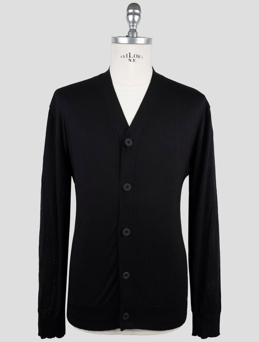 Kiton Knt Black Cotton Sweater Cardigan