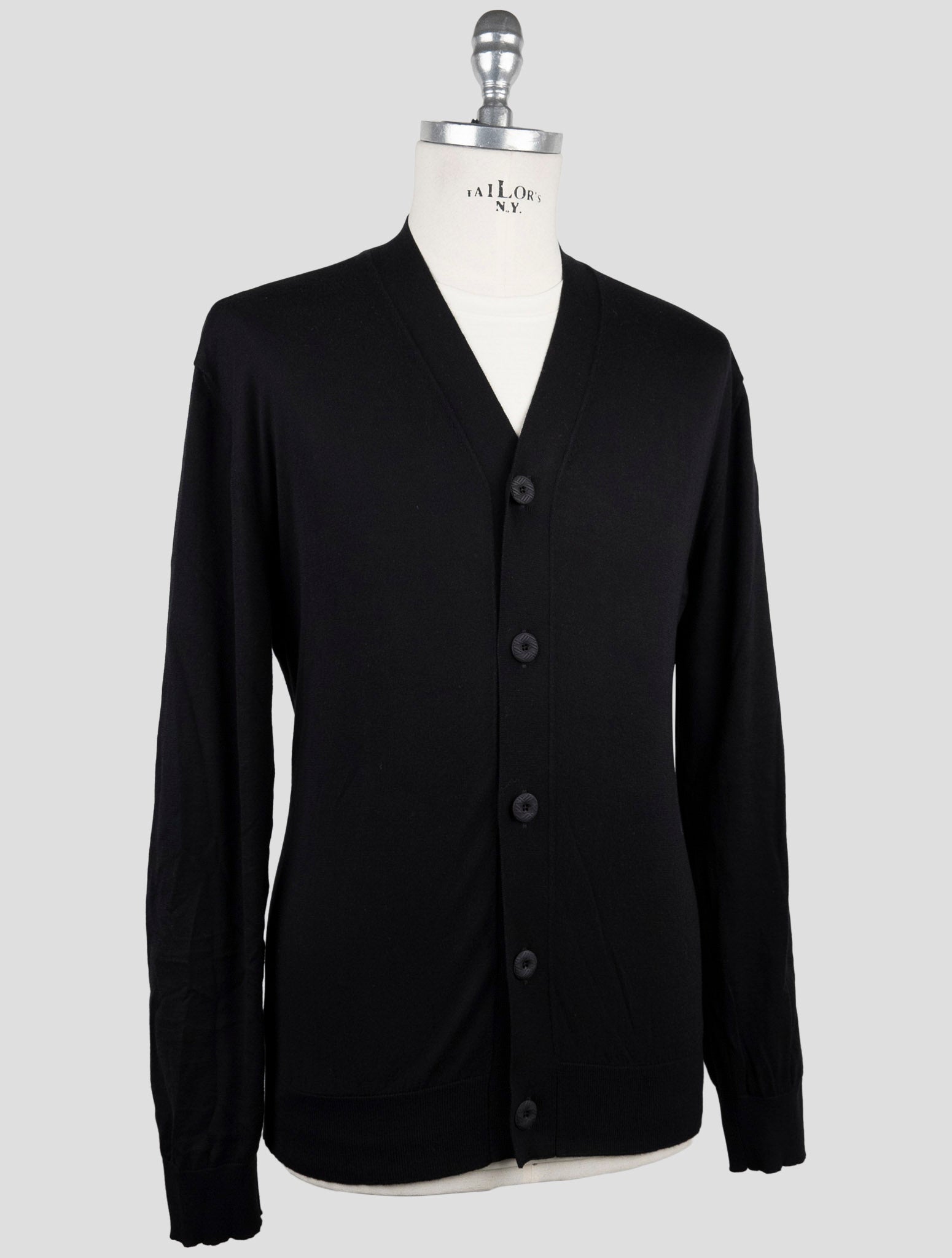 Kiton Knt Black Cotton Sweater Cardigan