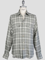 kiton Gray  Linen Ea Pl Shirt