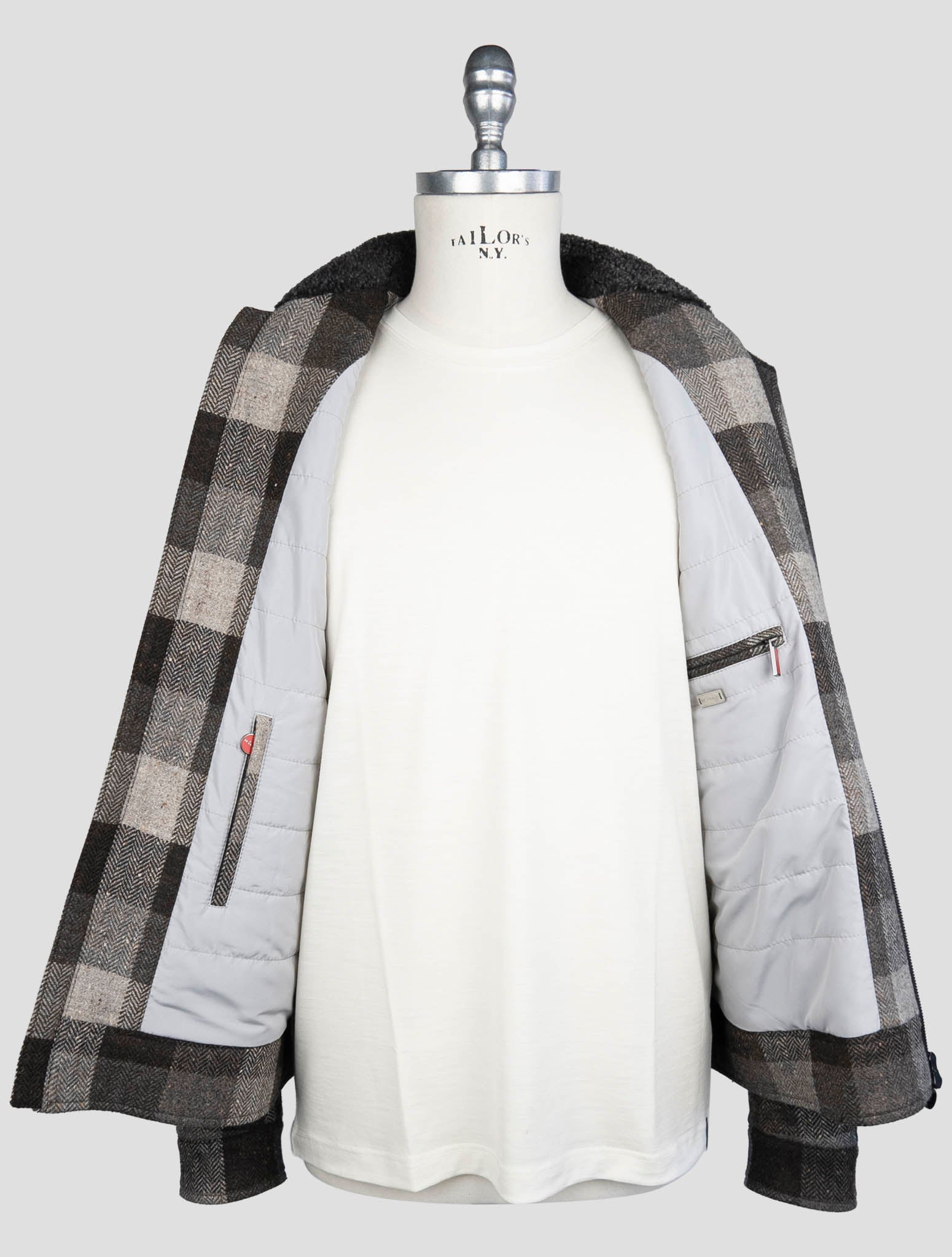 Kiton Gray Virgin Wool Coat