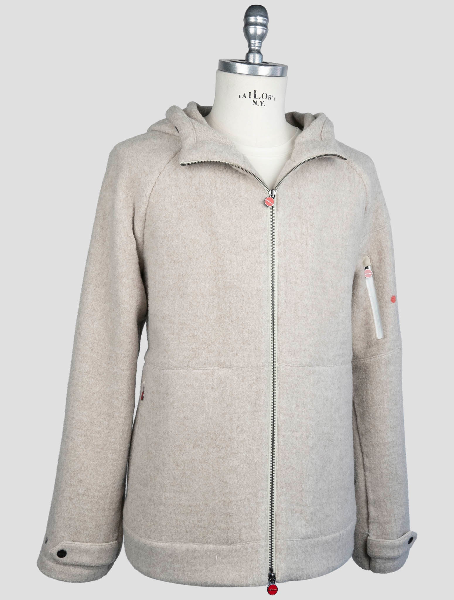 Kiton Gray Virgin Wool Cashmere Pa Coat