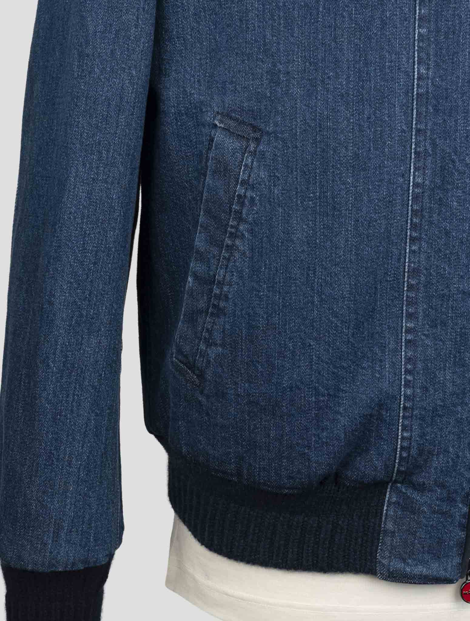 Kiton Blue Cotton Ea Weasel Fur Coat
