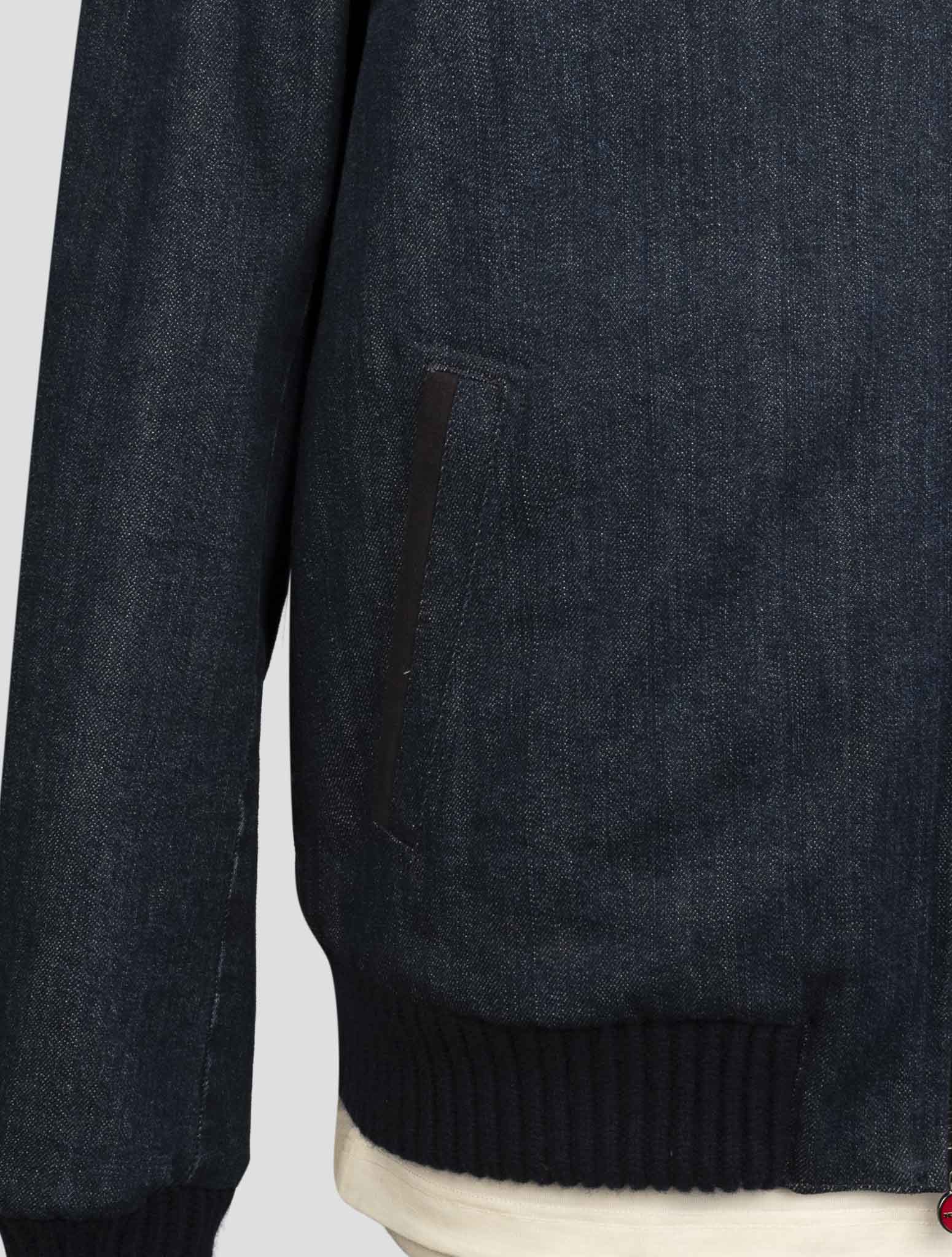 Kiton Blue Cotton Ea Beaver Fur Coat