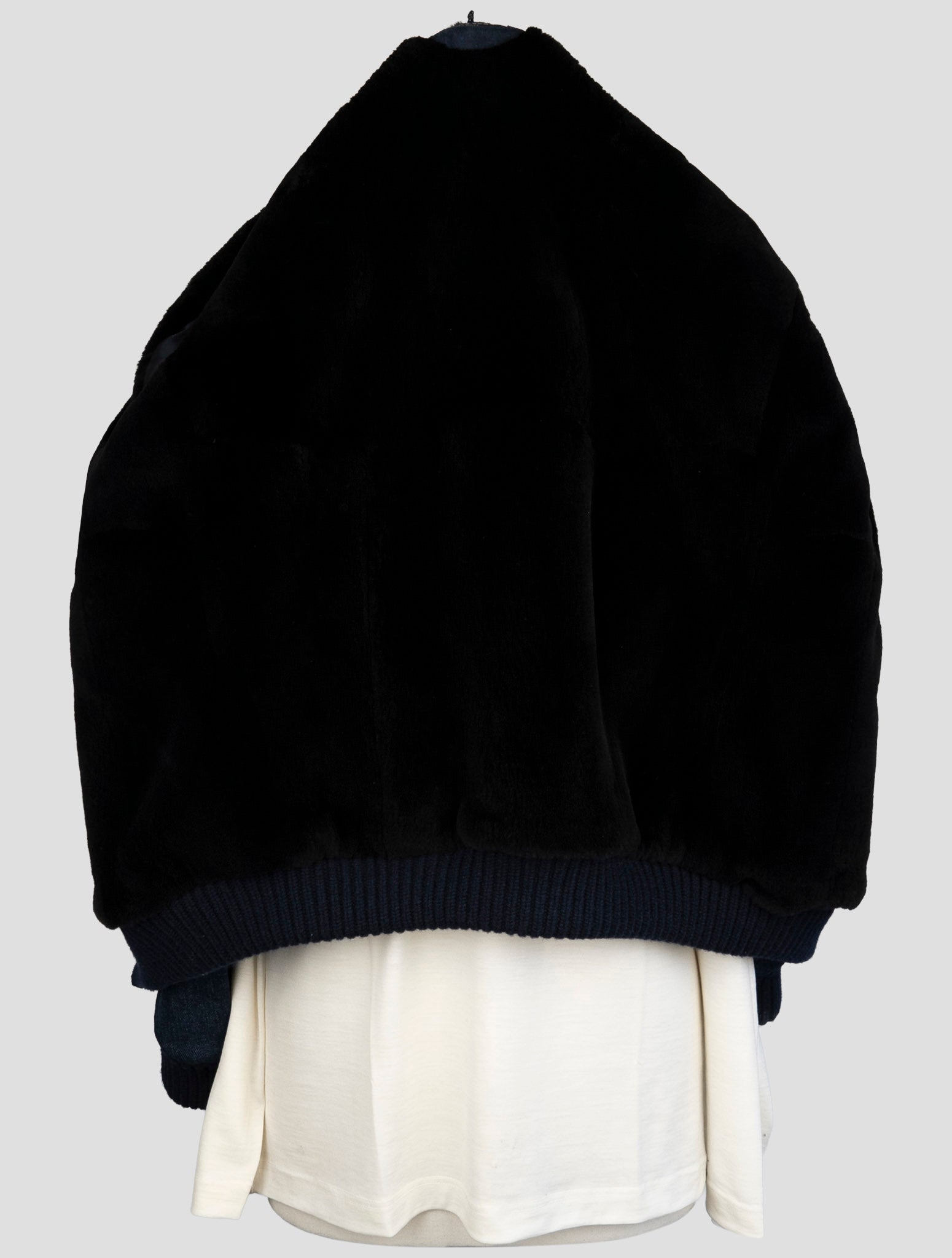 Kiton Blue Cotton Ea Beaver Fur Coat