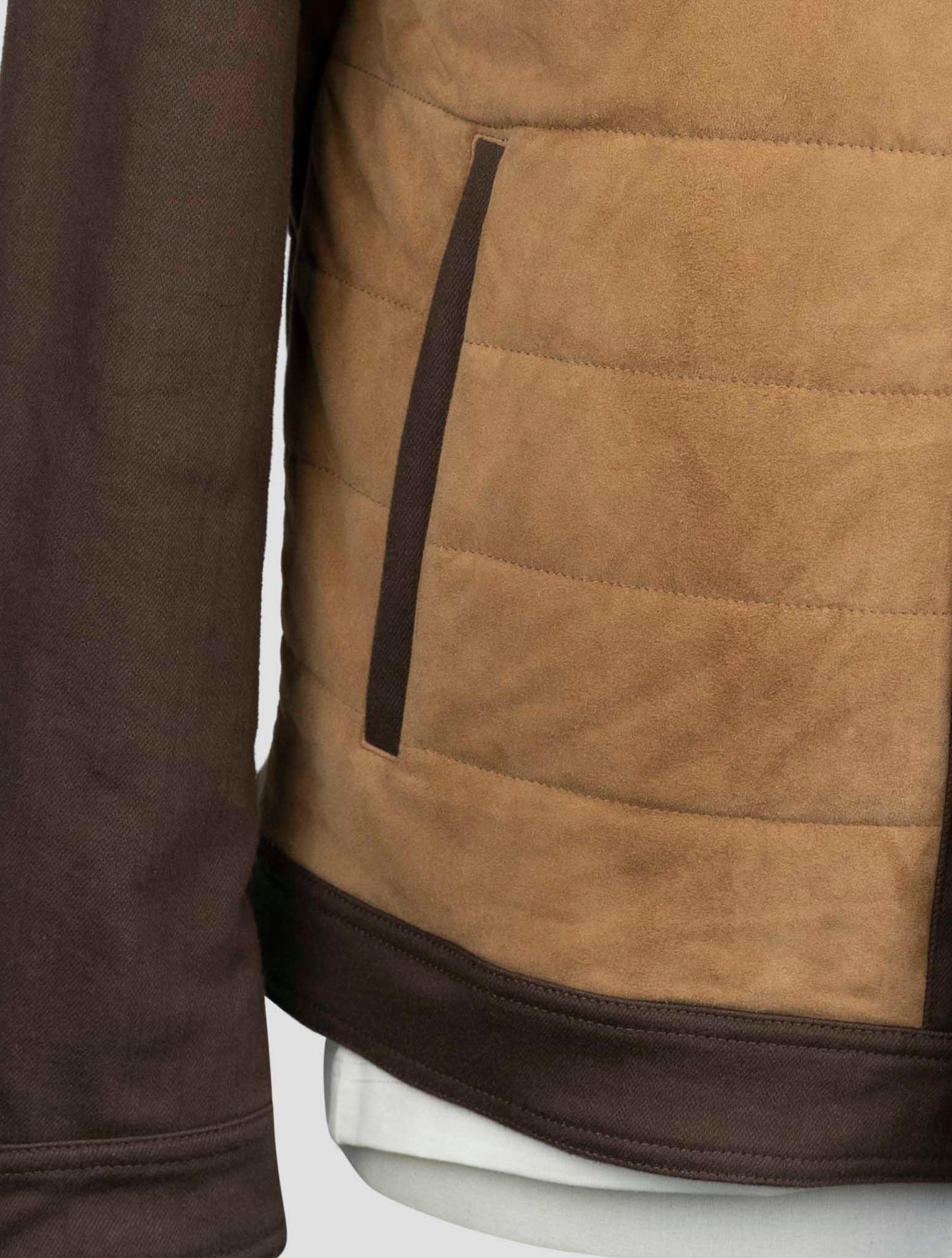 Kiton Brown Cotton Ea Leather Suede Coat
