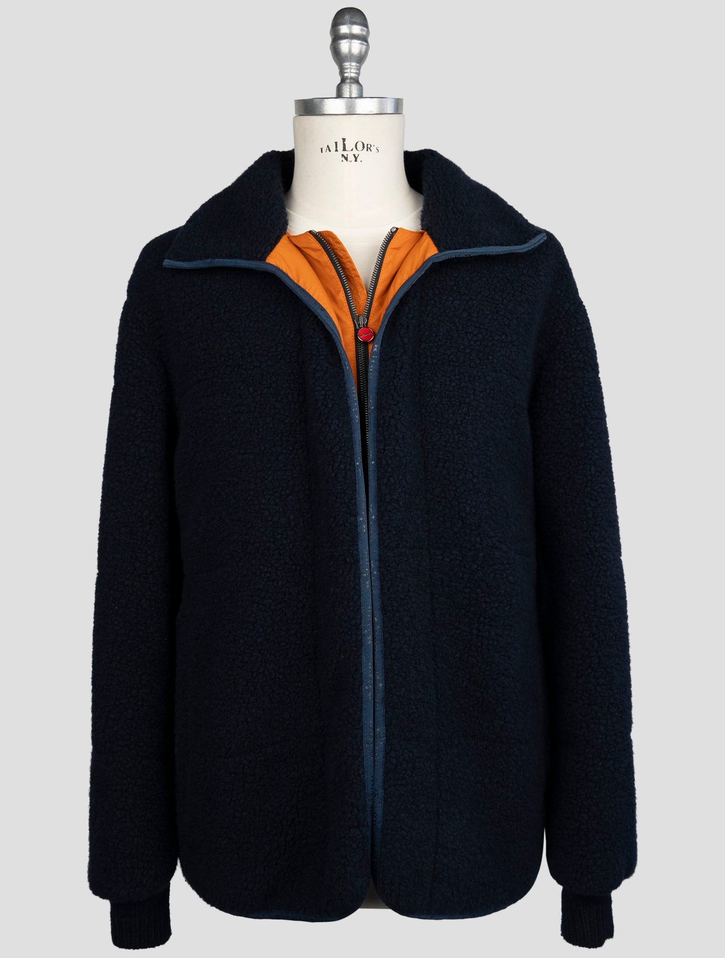 Kiton Blue Wool Cashmere PL Coat