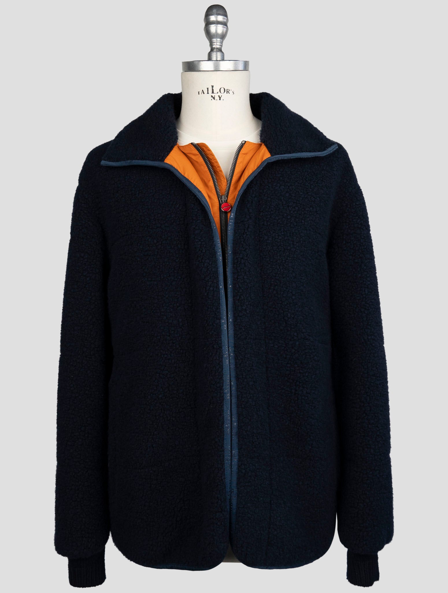 Kiton Blue Wool Cashmere PL Coat