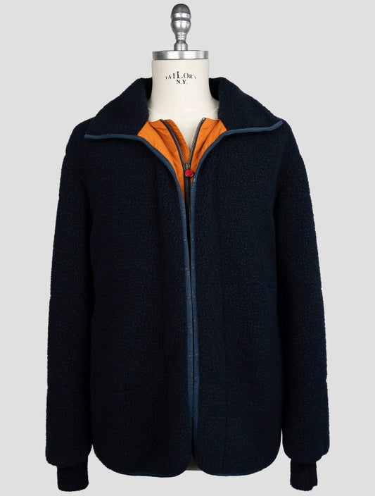 Kiton Blue Wool Cashmere PL Coat