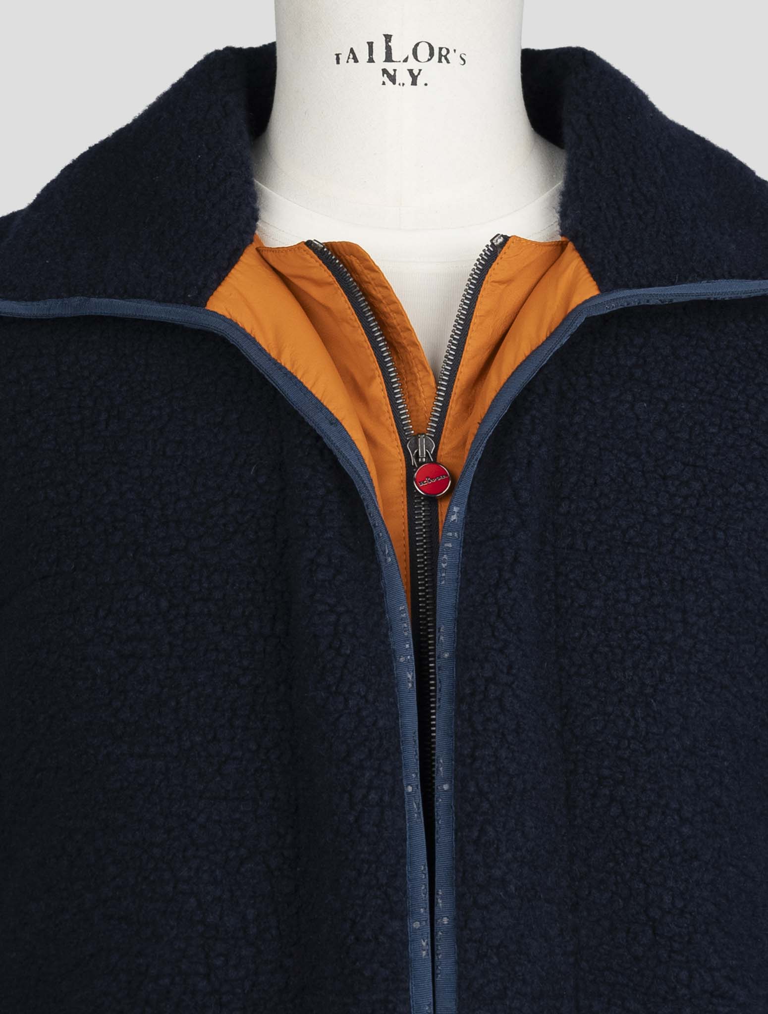 Kiton Blue Wool Cashmere PL Coat