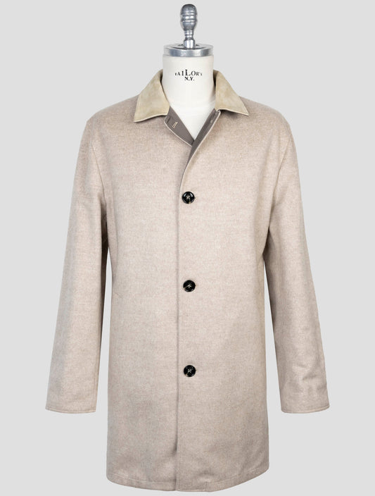 Kiton Beige Taupe Cashmere Pl Reverse Coat