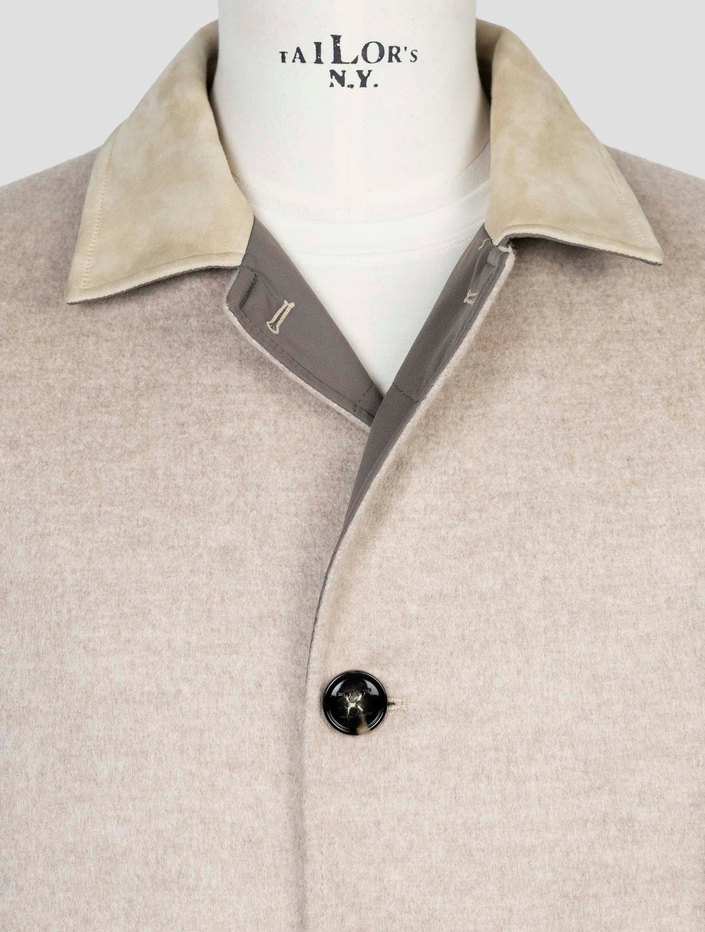 Kiton Beige Taupe Cashmere Pl Reverse Coat