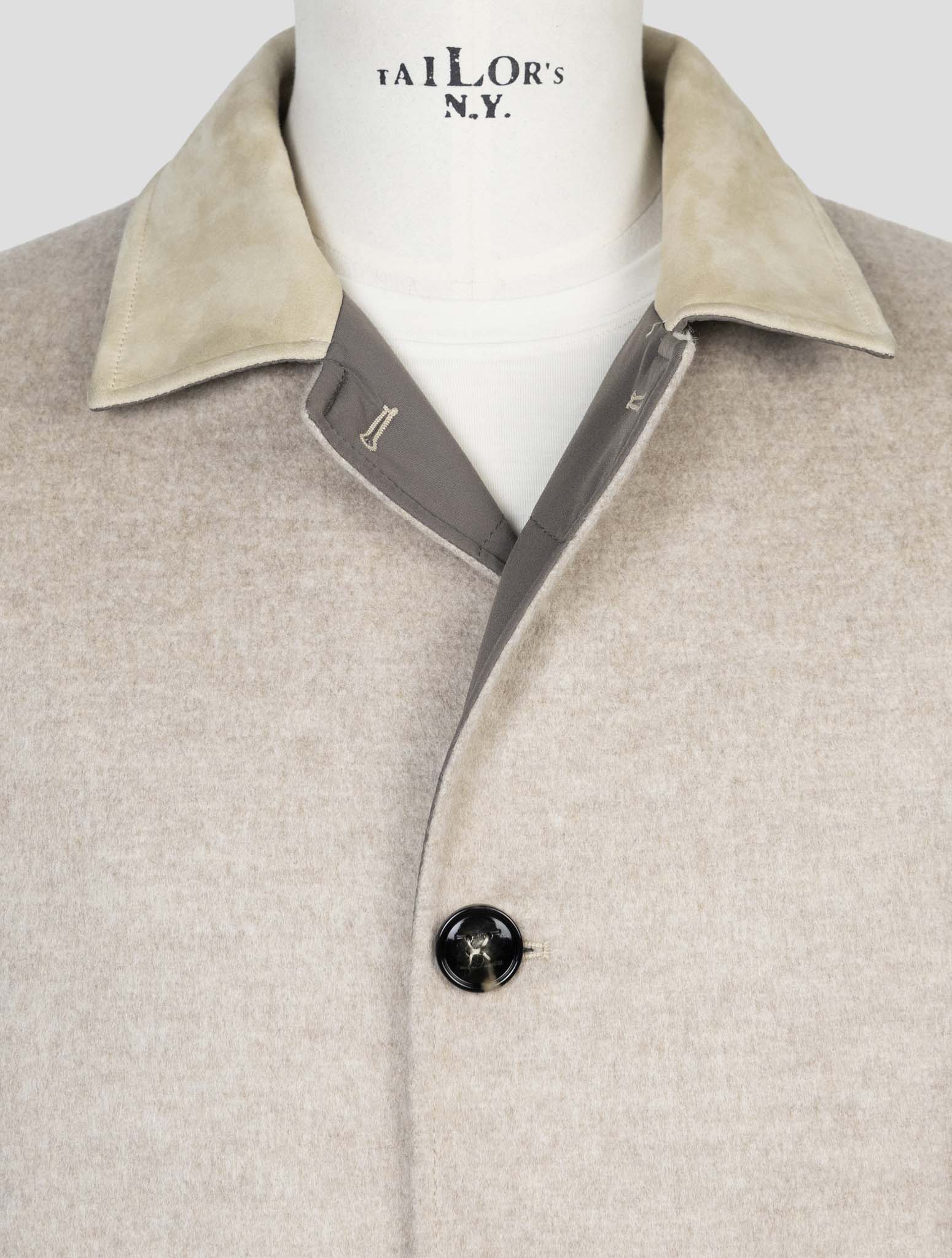 Kiton Beige Taupe Cashmere Pl Reverse Coat