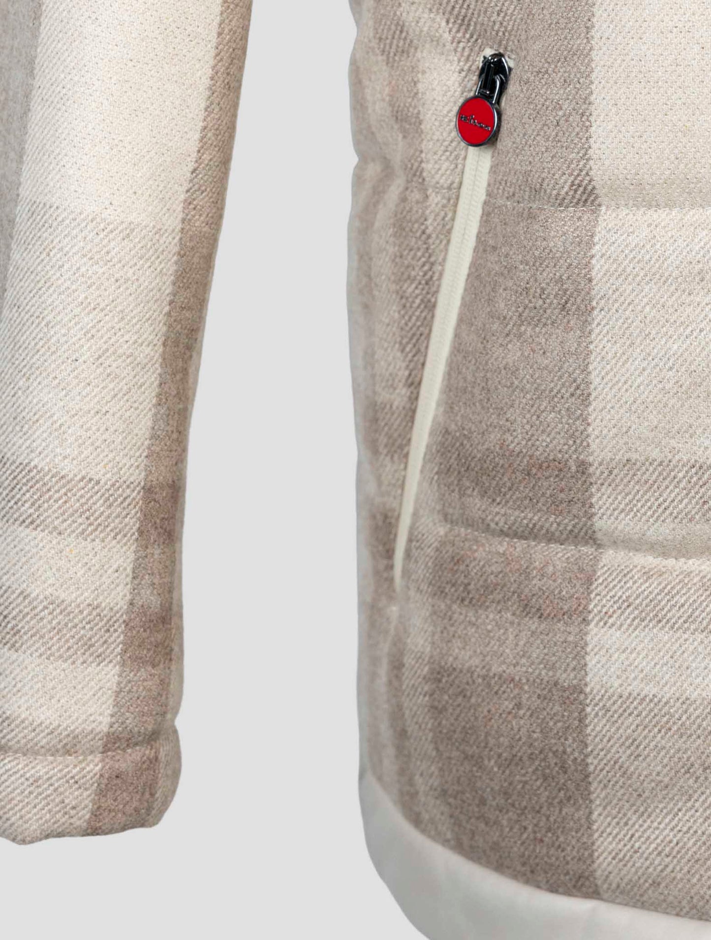 Kiton Beige Cashmere Wool Leather Coat