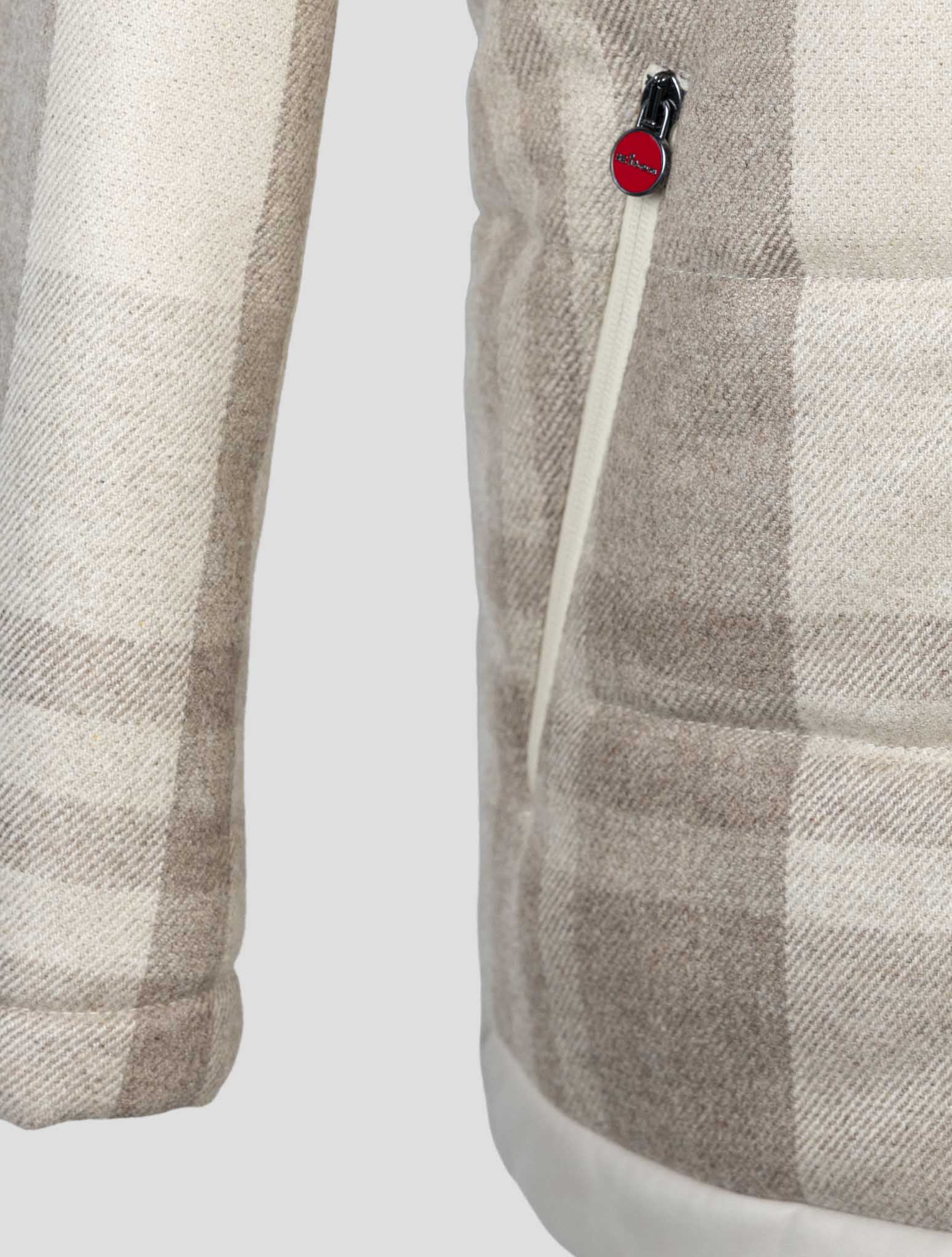 Kiton Beige Cashmere Wool Leather Coat