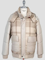 Kiton Beige Cashmere Wool Leather Coat
