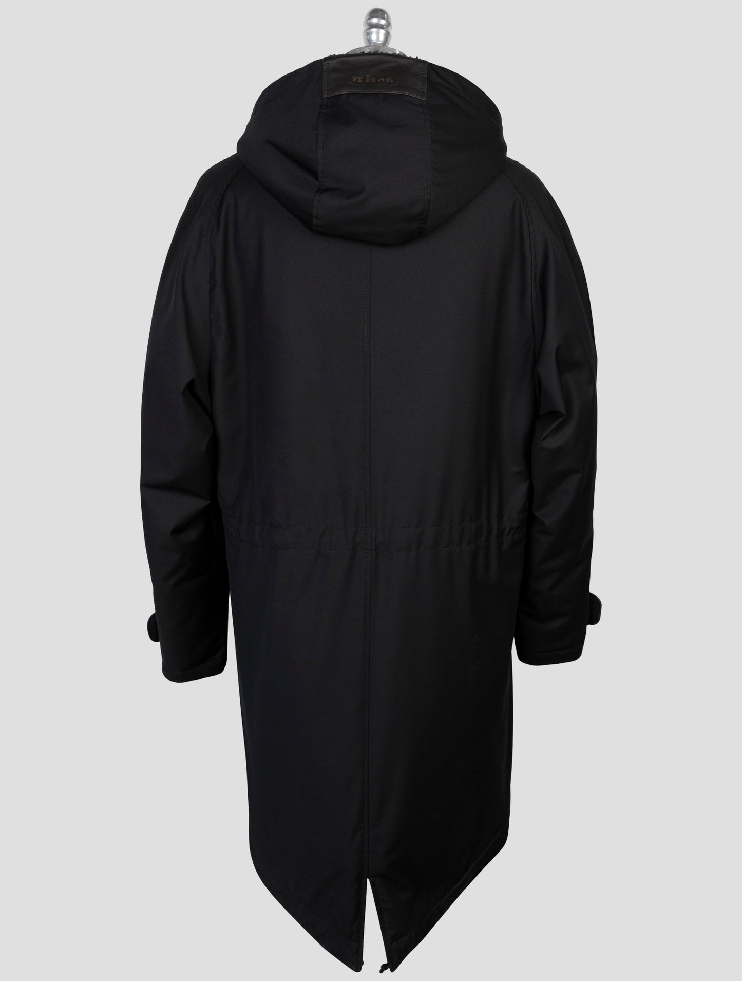 Kiton Black Pl Viscose Shearling Fur Overcoat