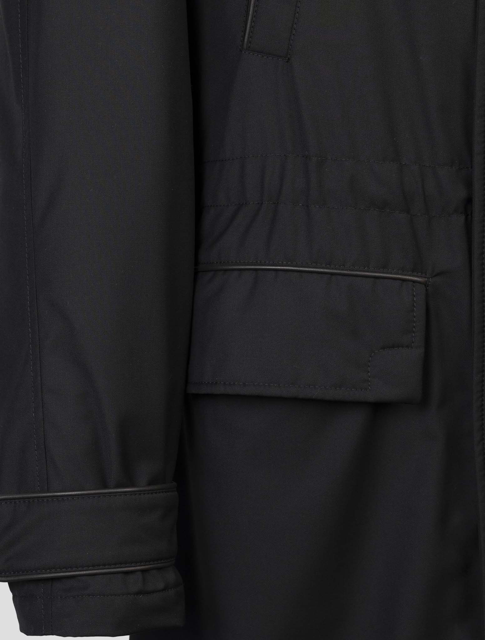 Kiton Black Pl Viscose Shearling Fur Overcoat