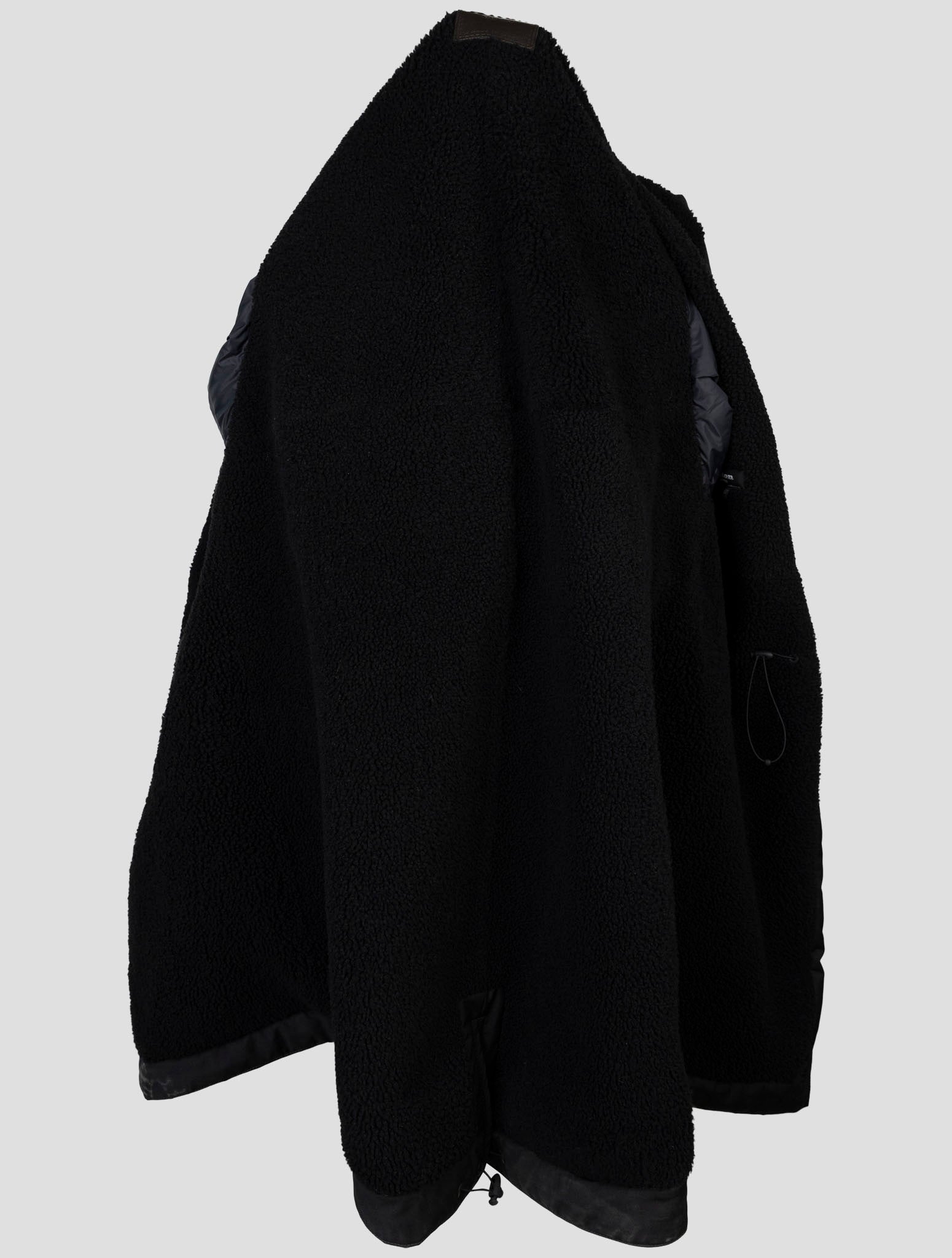 Kiton Black Pl Viscose Shearling Fur Overcoat