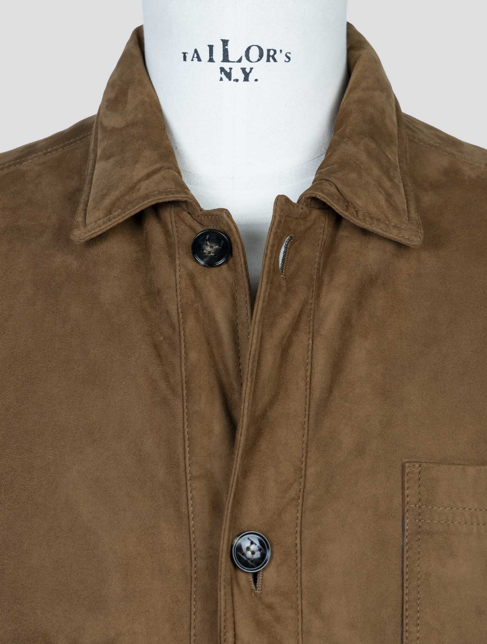 Kiton Brown Leather Suede Coat