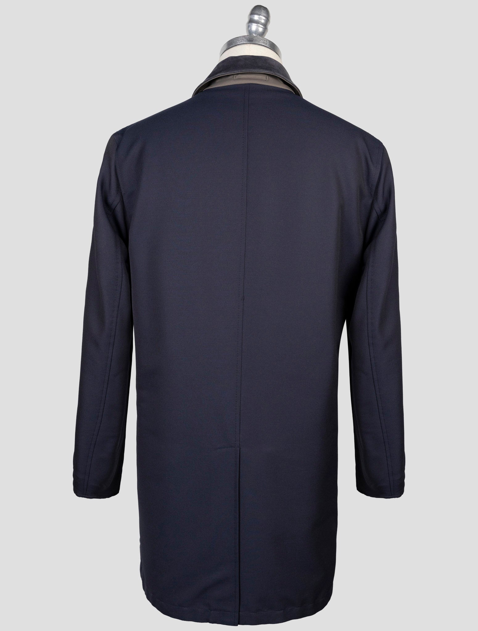 Kiton Gray Blue Wool Pa Reverse Overcoat
