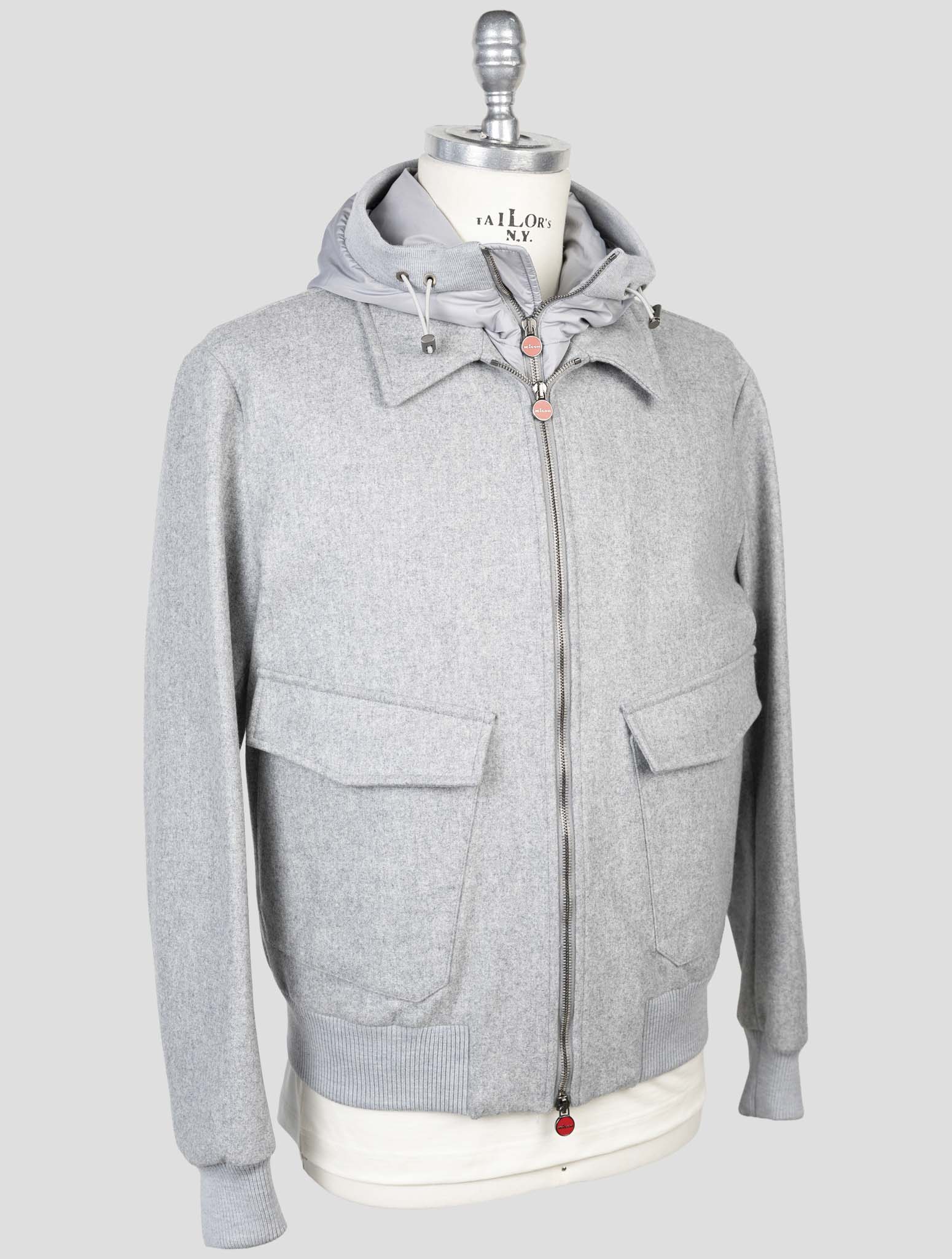 Kiton Gray Virgin Wool Coat