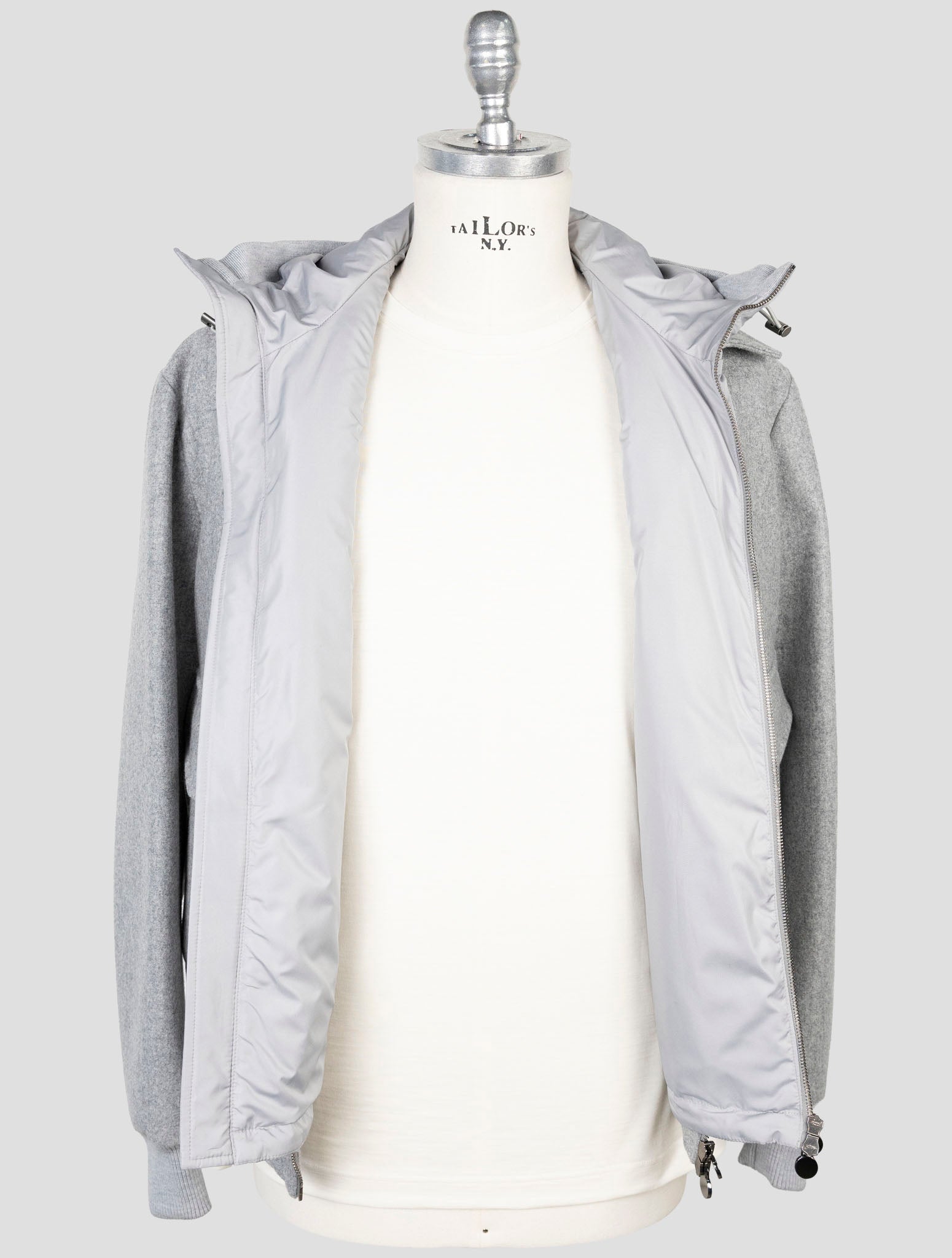 Kiton Gray Virgin Wool Coat