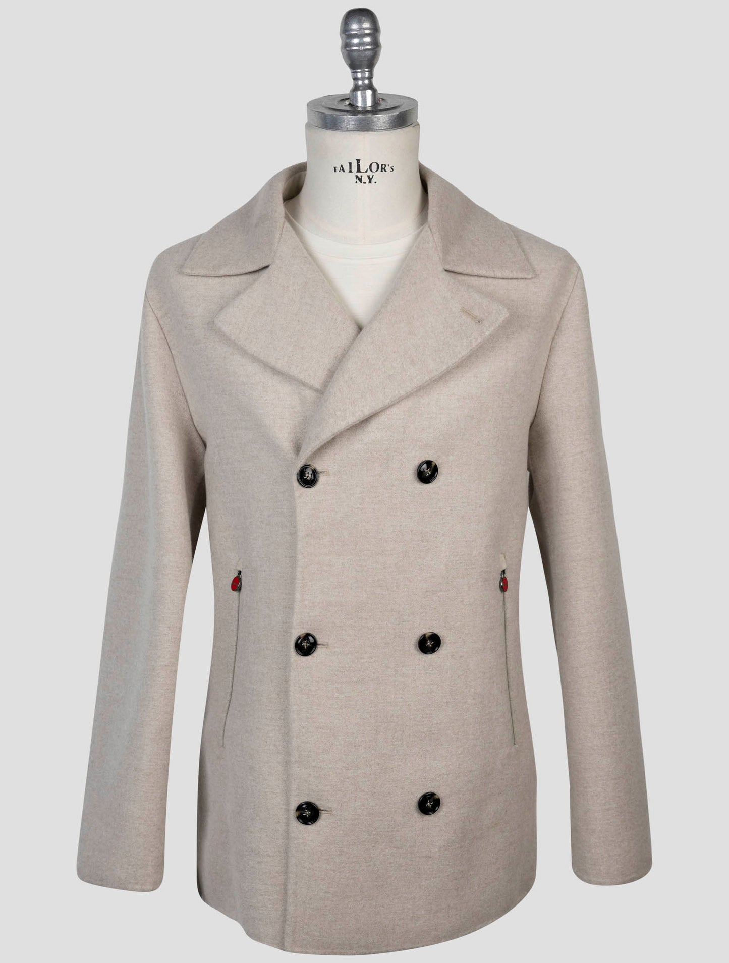 Kiton Beige Wool Cashmere Coat