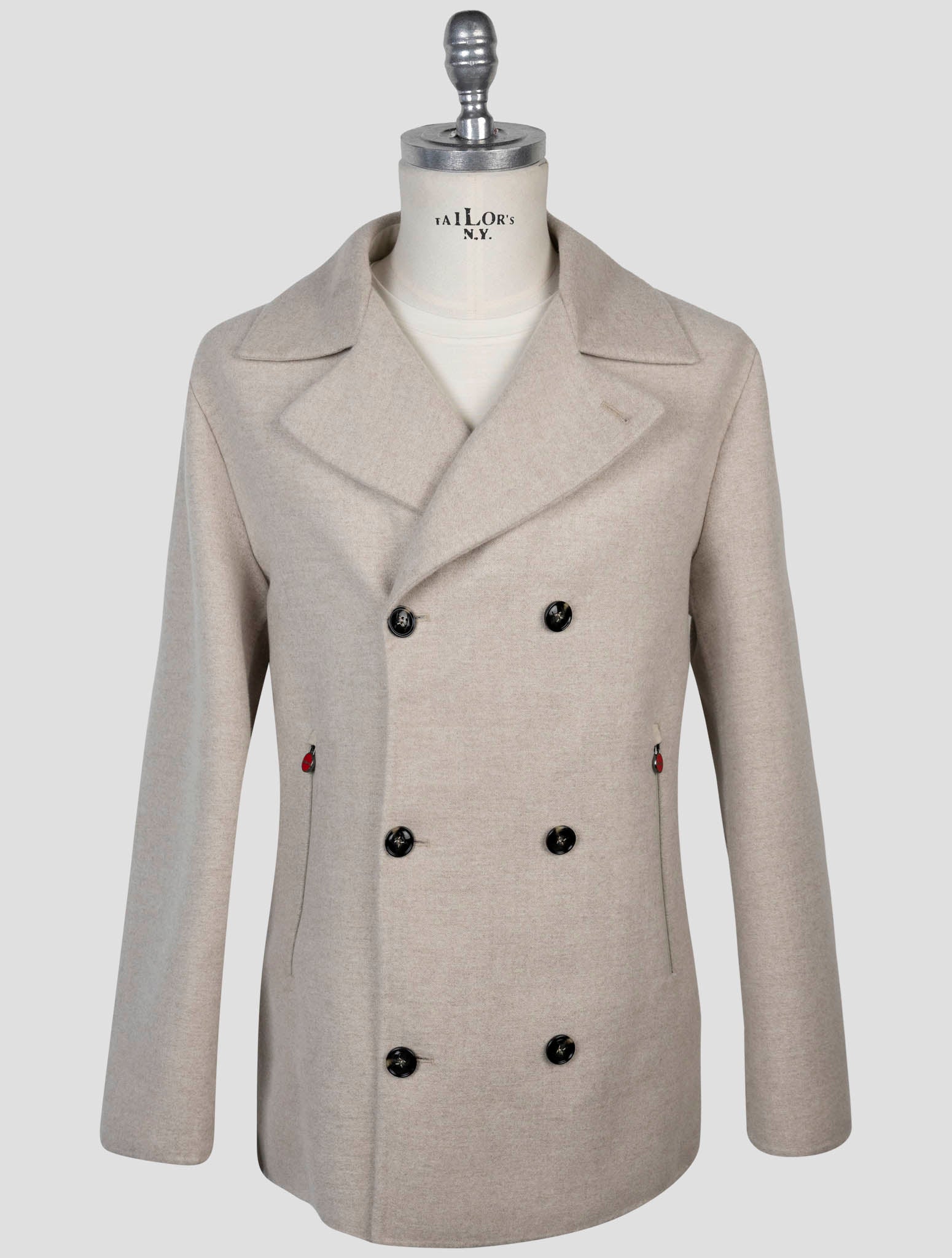 Kiton Beige Wool Cashmere Coat