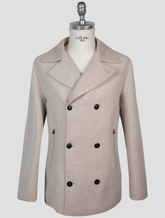 Kiton Beige Wool Cashmere Coat