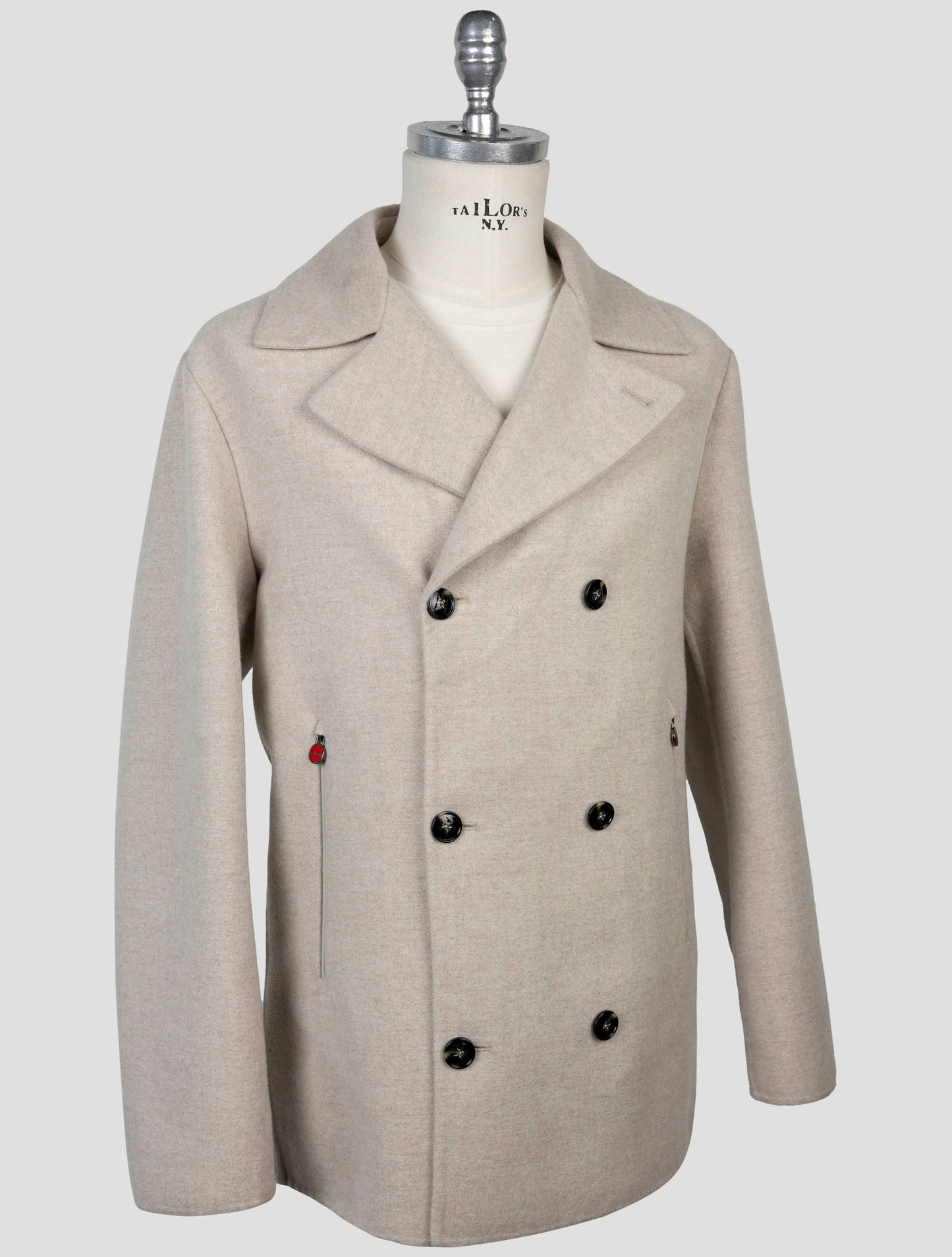 Kiton Beige Wool Cashmere Coat