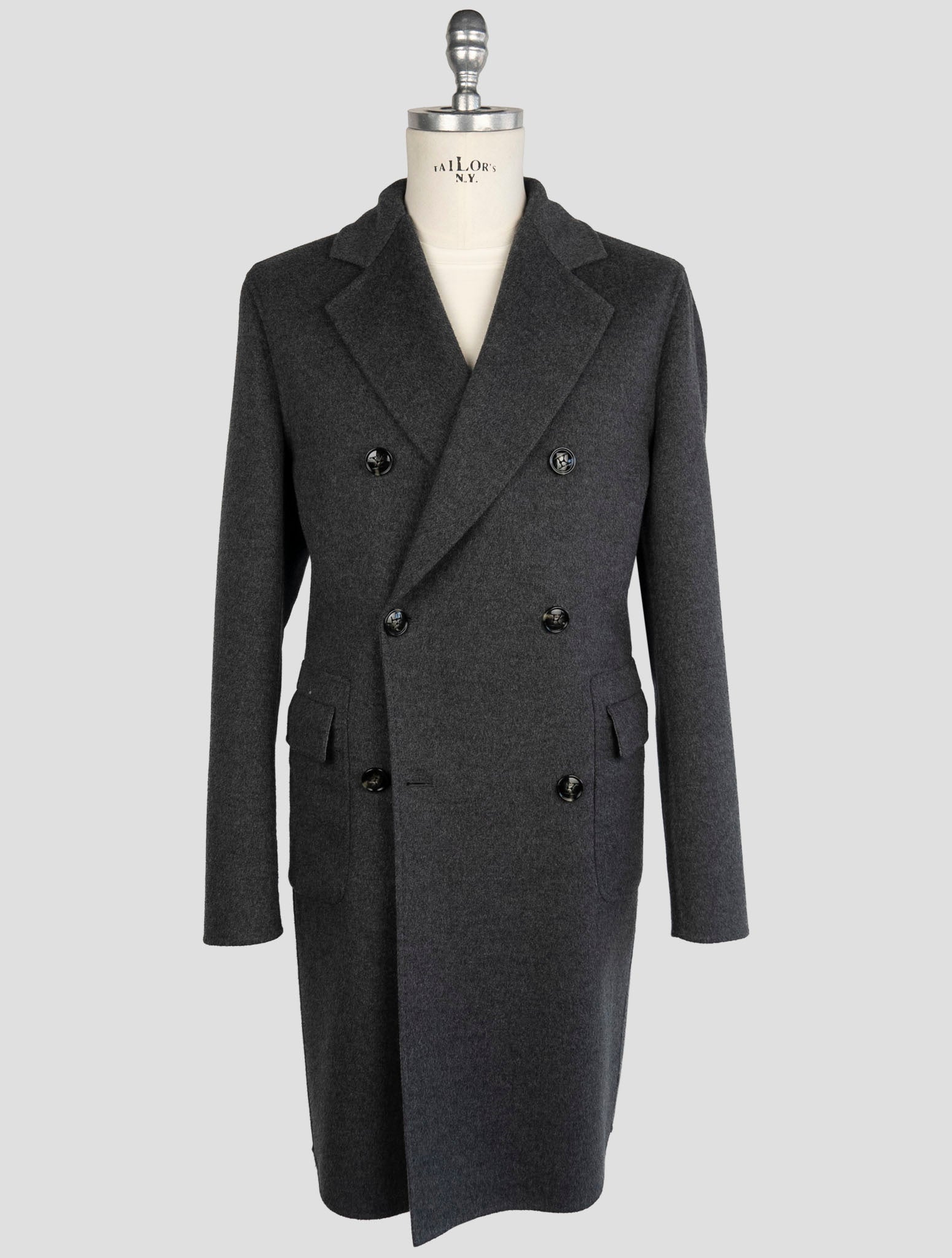 Kiton Gray Wool Cashmere Overcoat