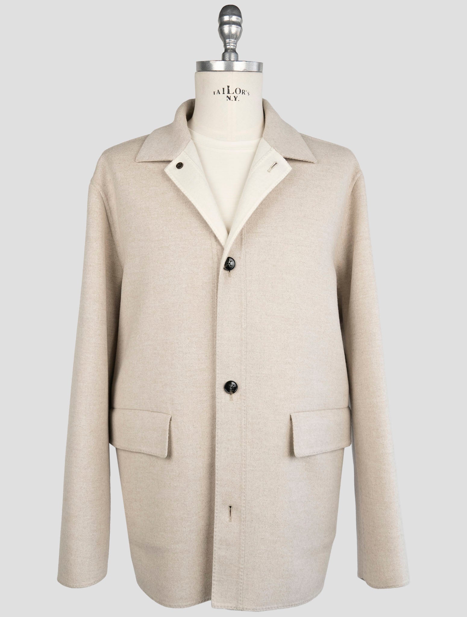 Kiton Beige Wool Cashmere Coat