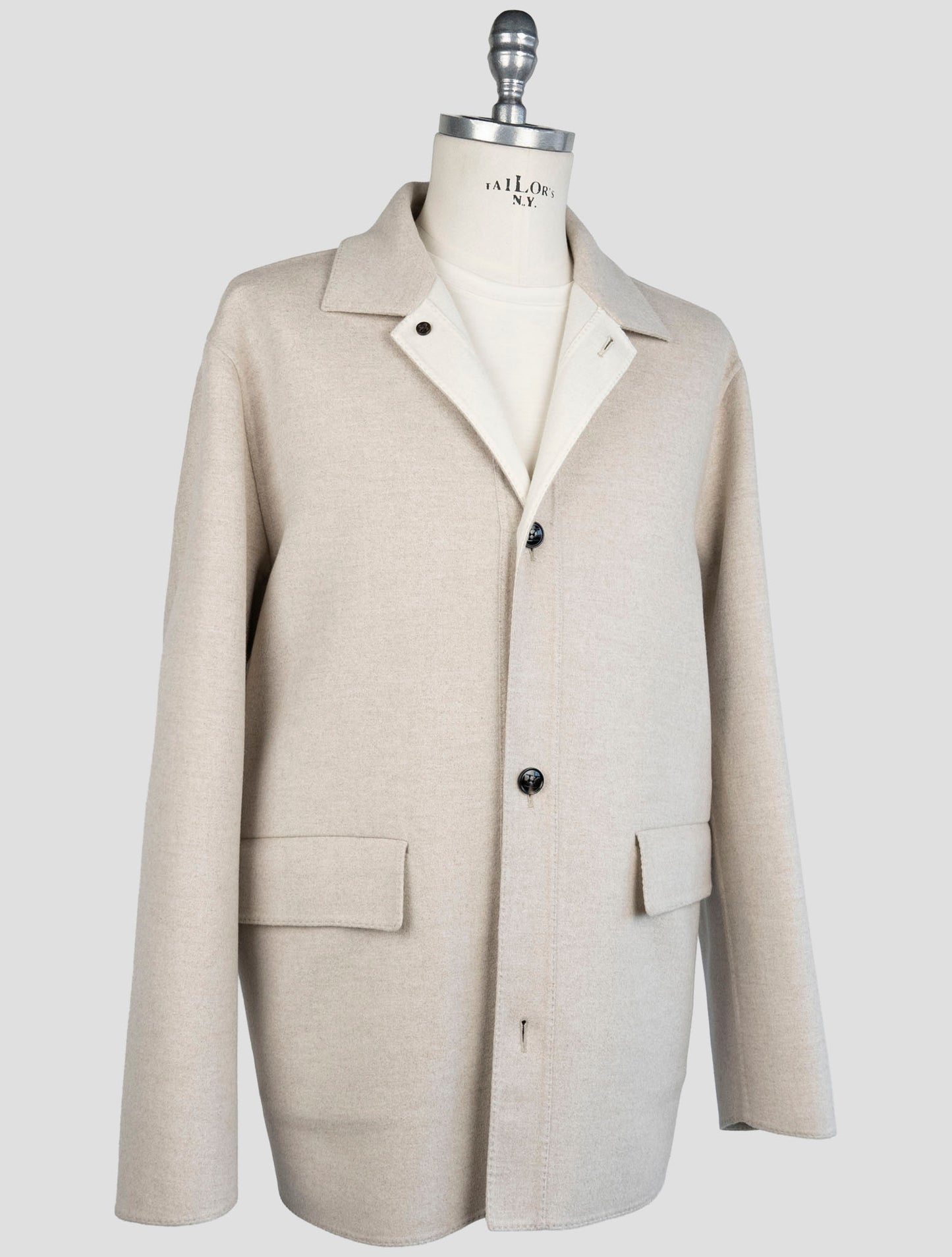 Kiton Beige Wool Cashmere Coat