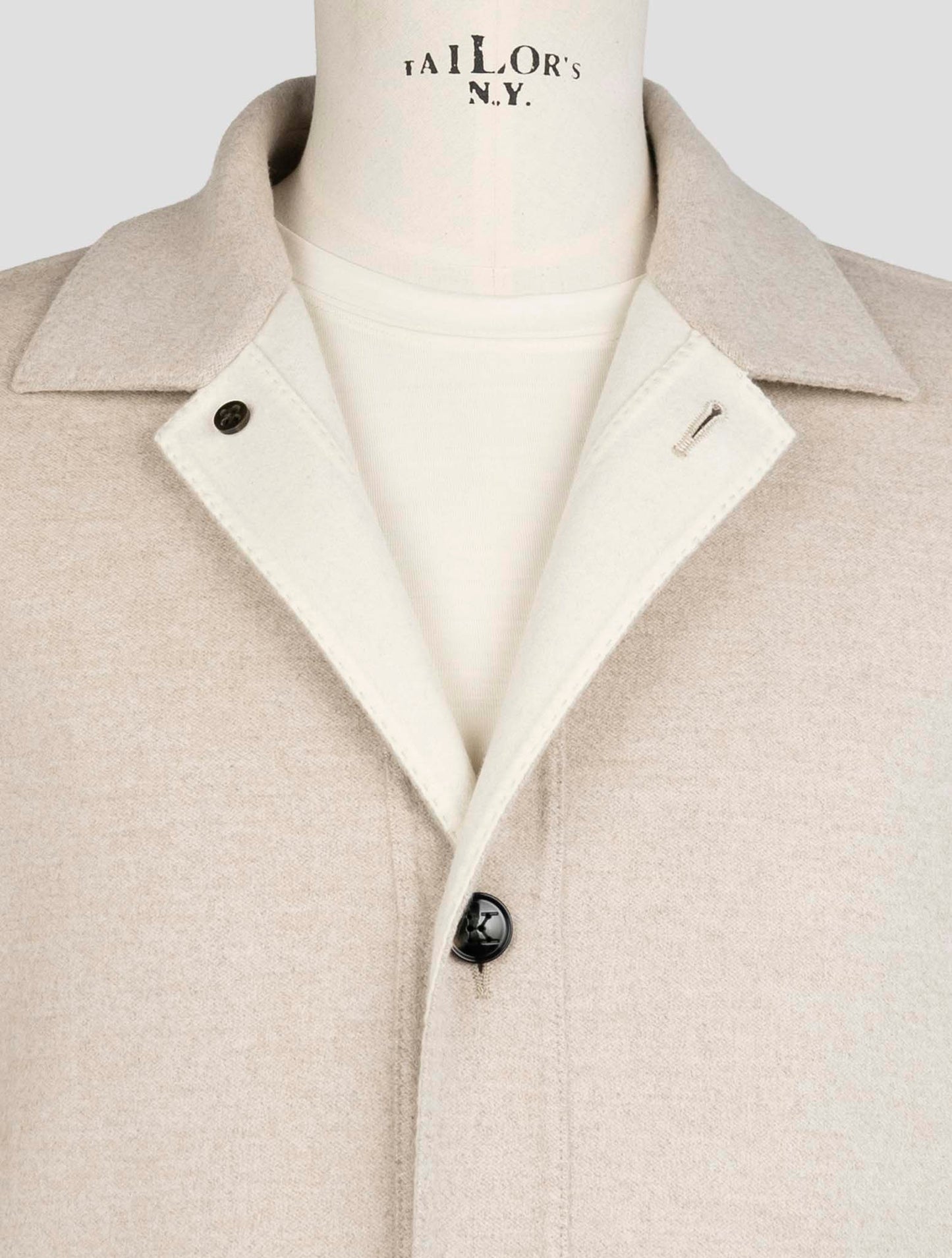 Kiton Beige Wool Cashmere Coat