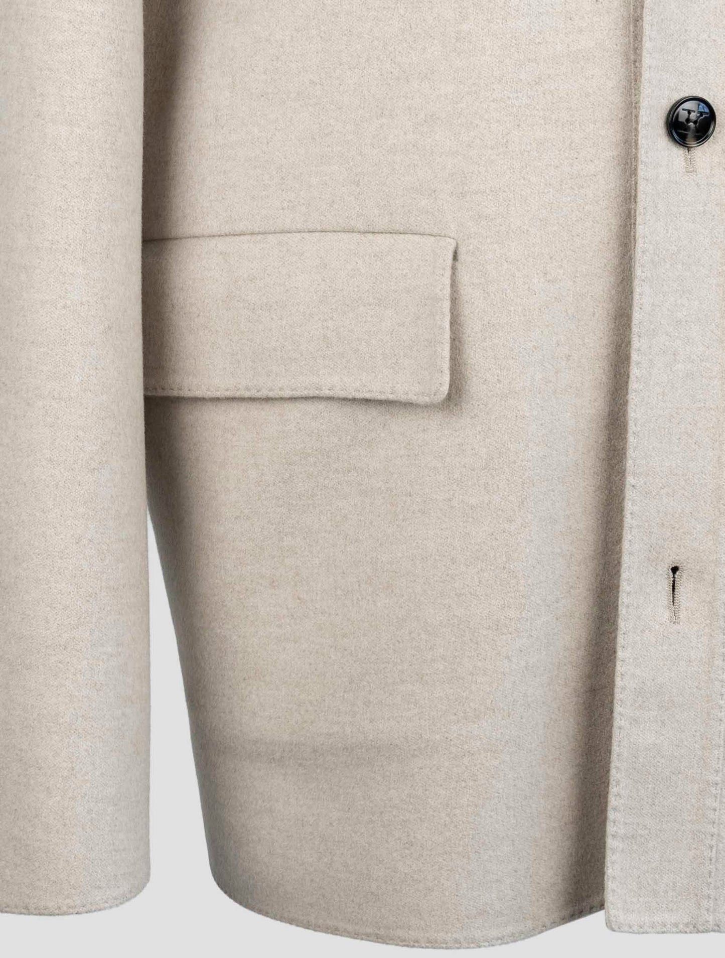 Kiton Beige Wool Cashmere Coat