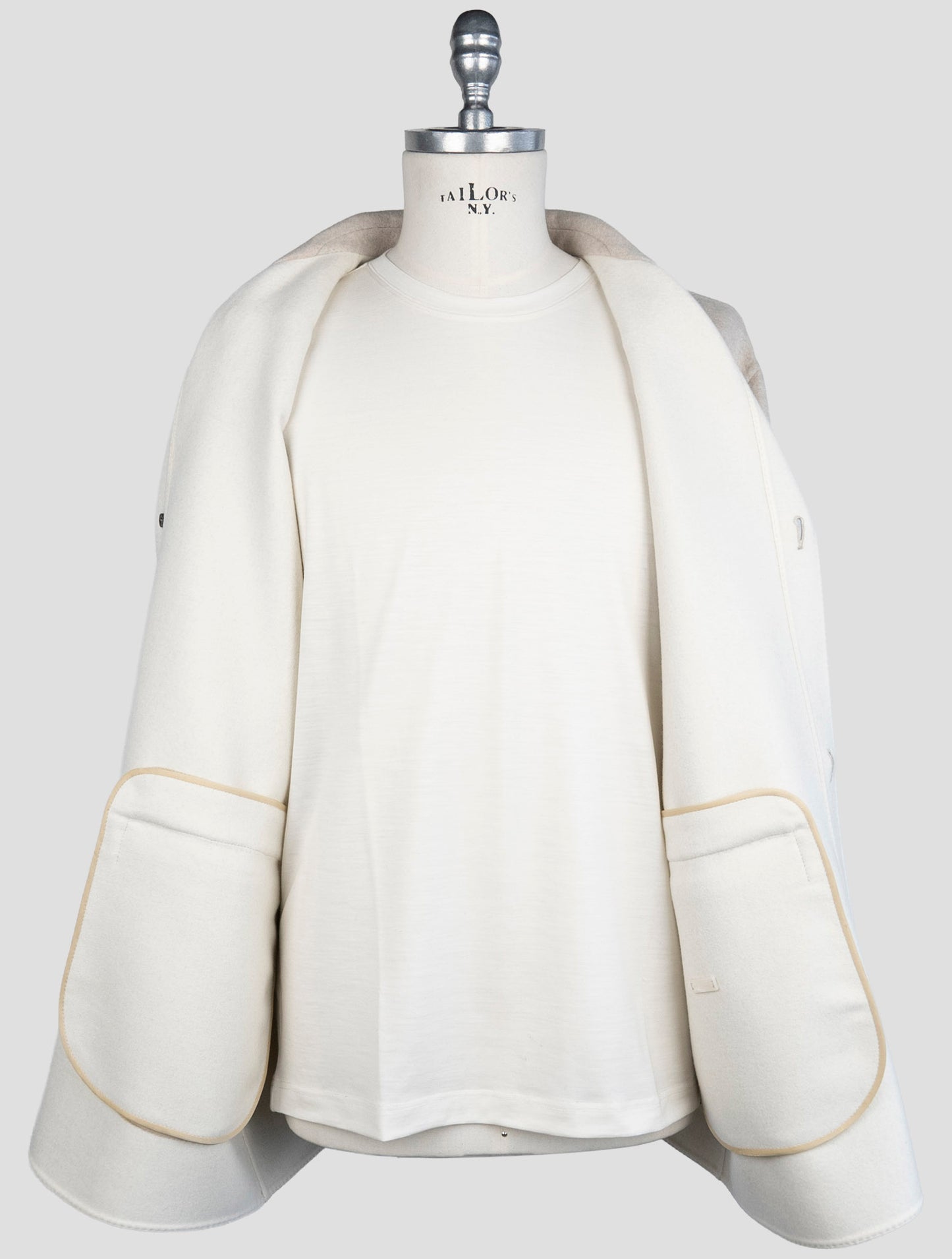 Kiton Beige Wool Cashmere Coat