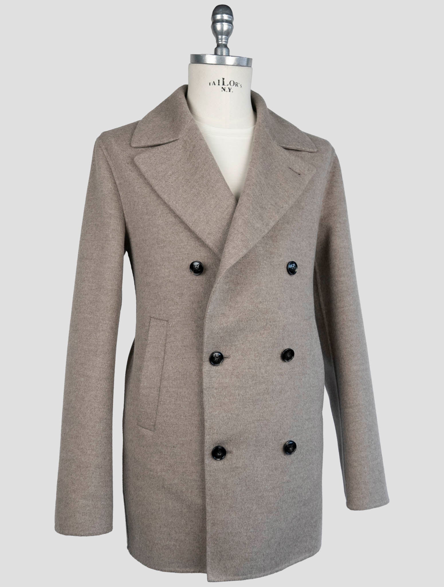 Kiton Beige Wool Cashmere Coat