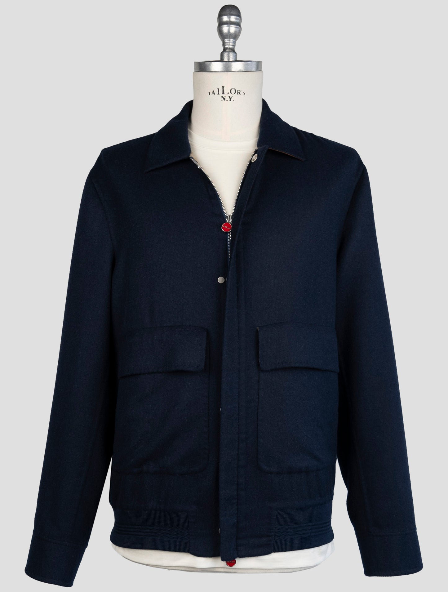 Kiton Blue Cashmere Silk Coat